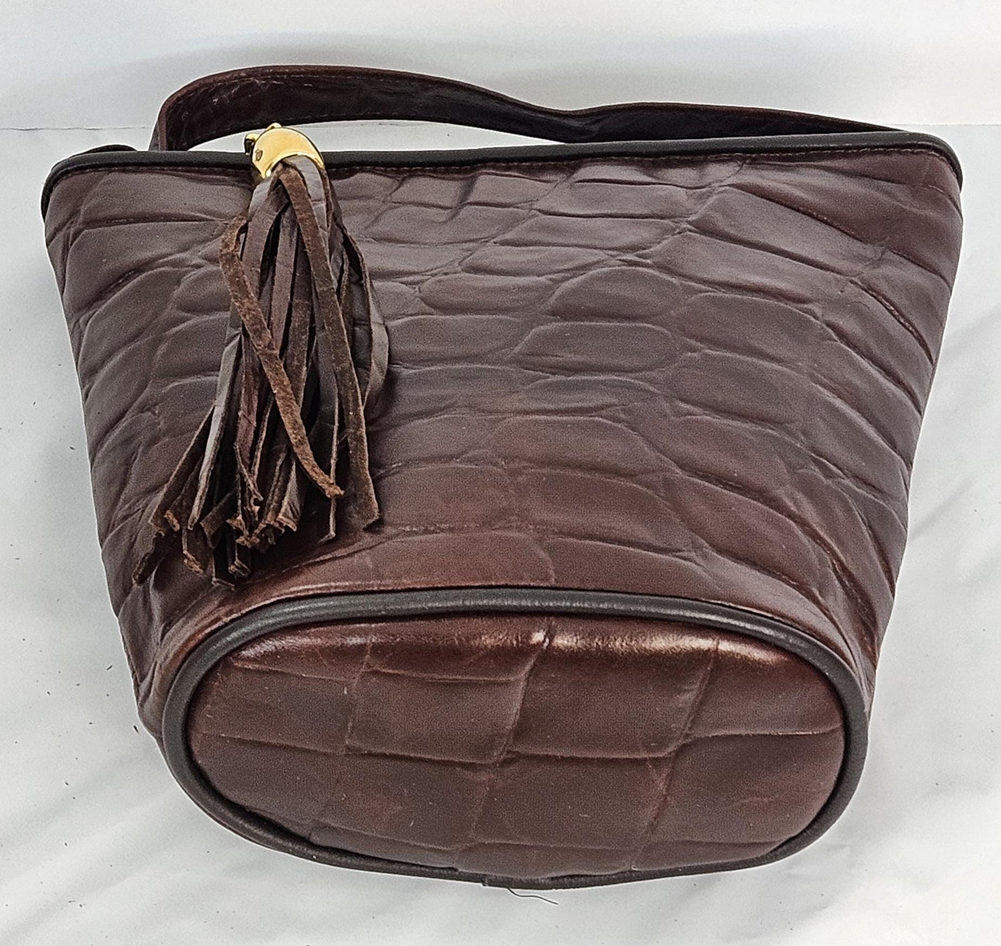 Brown H print Genuine Leather Handbag.#TR2099bhp,Purses Universal Use,Unique design.Made in USA.