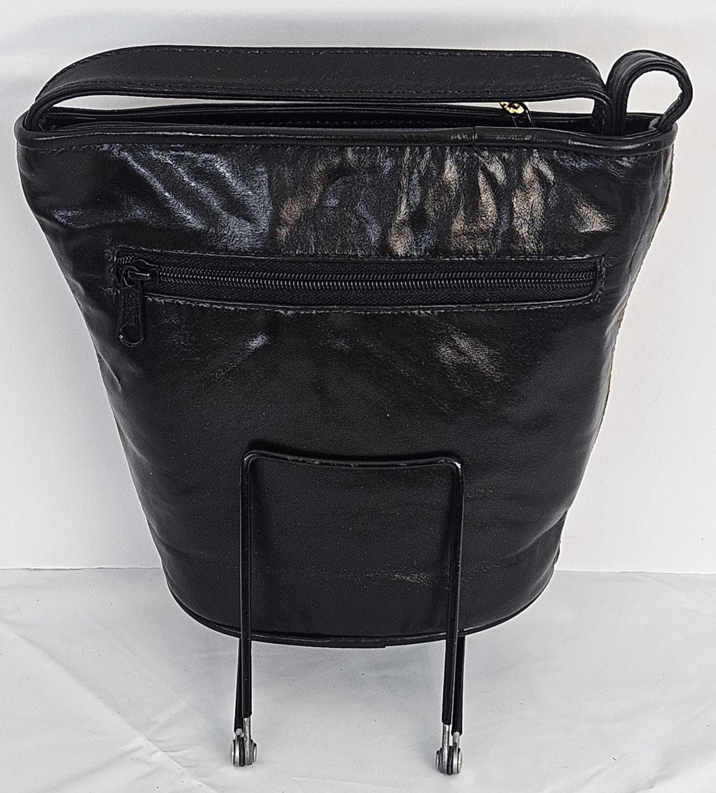 Black with Multiprint Genuine Leather Handbag.#TR2099BMP-1,Design with(Gold matel coin nero claudius caesar avocer pm tr pimper)