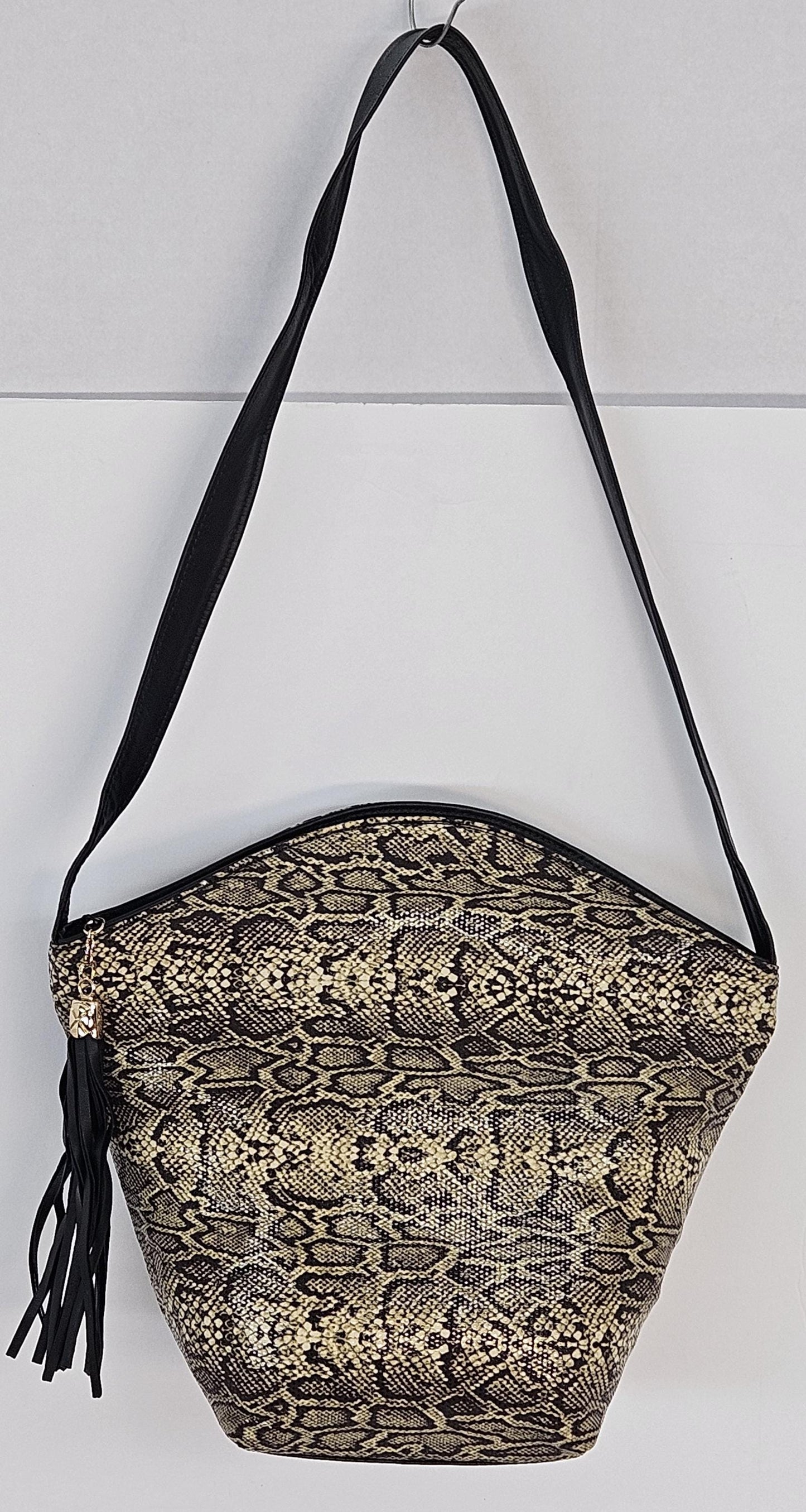 Snakeskin Print Genuine Leather Handbag - Universal Use - Made in USA