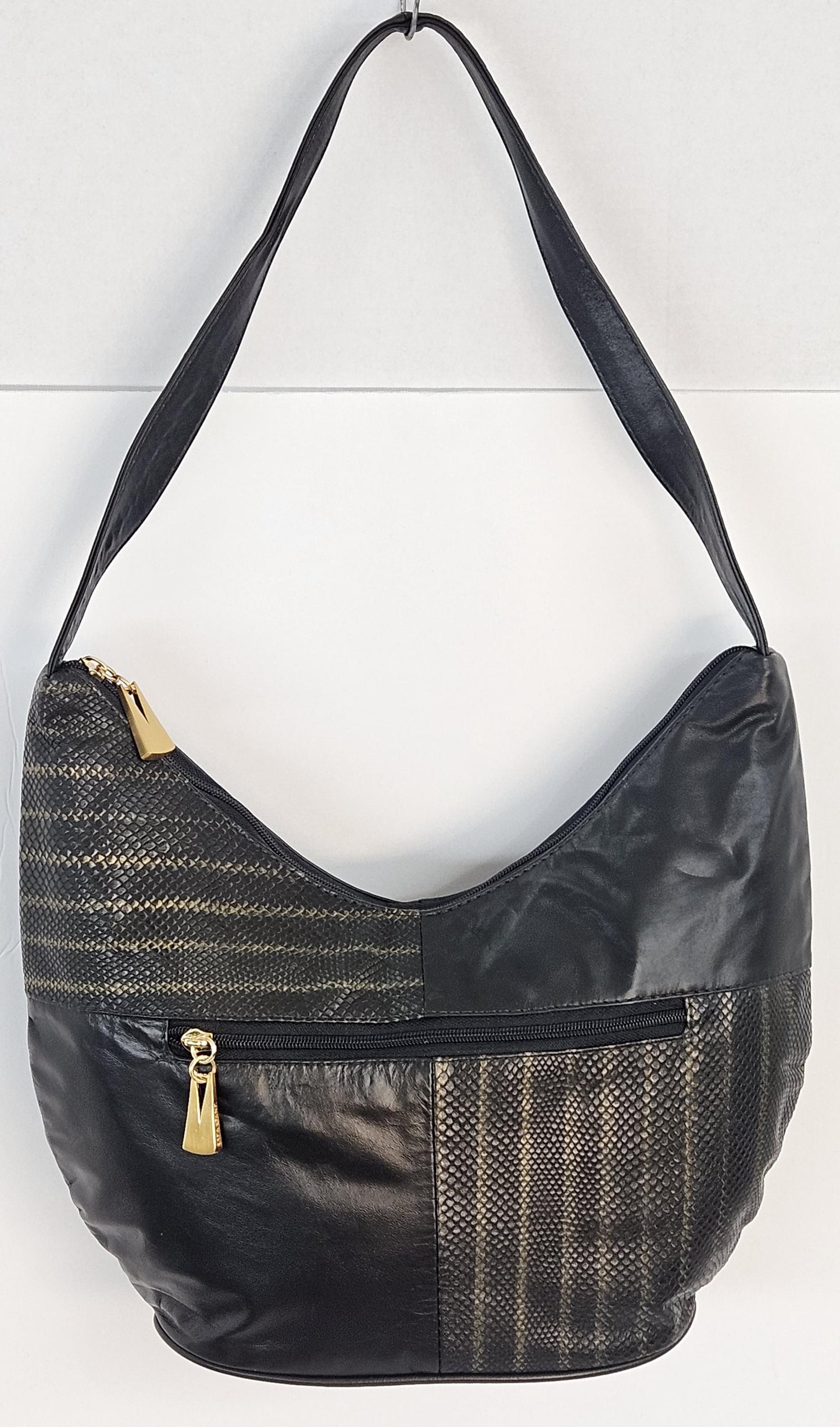 Black with Two-Tone print Leather handbag#Tr8004bk/Tt/p for women!Made In USA!