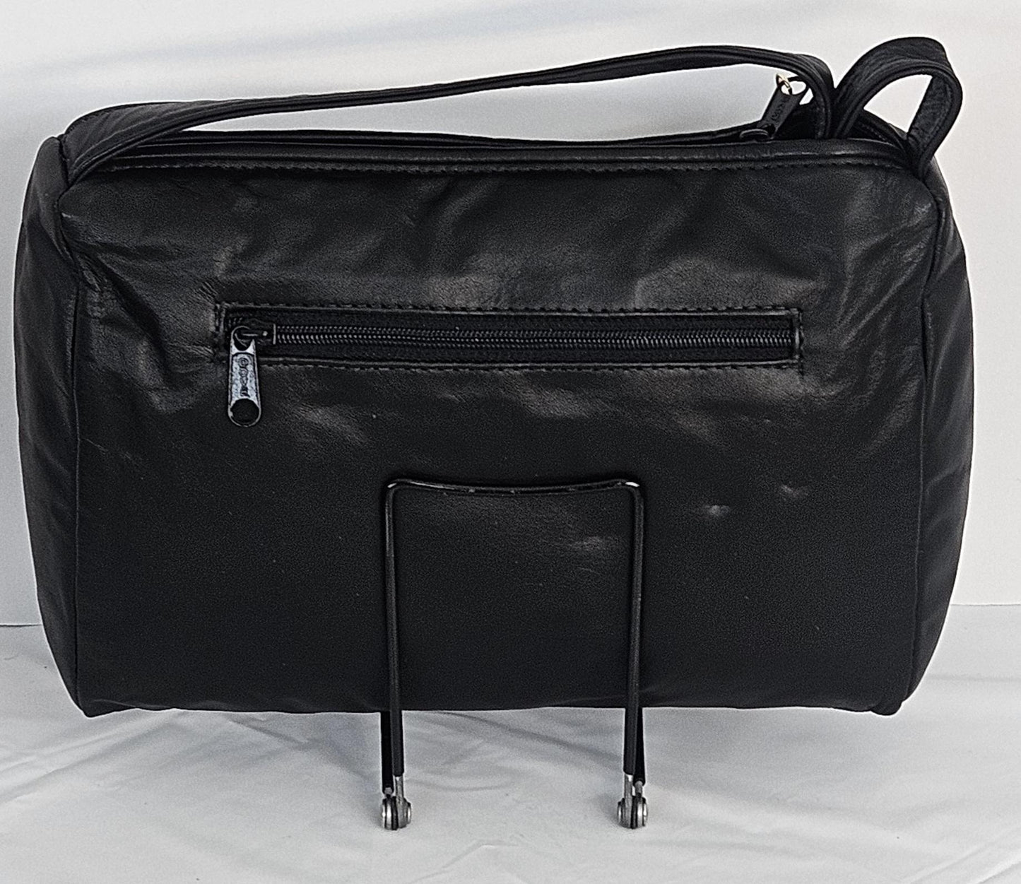 Black and white Stripe Zigzag stich Genuine Leather Handbag #TR2018BWZigzag.Made in USA.