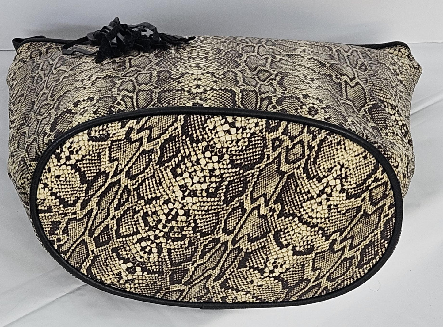 Brown Febric with black Genuine Leather Handbag.#TR2022brbk.Made in USA!