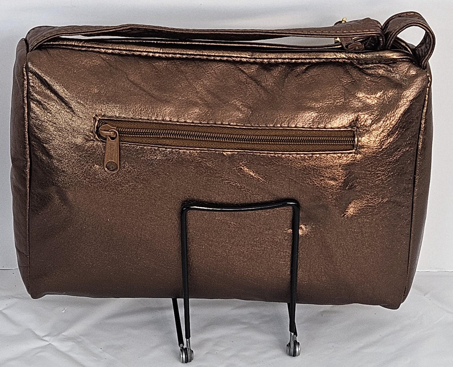Bronze,pewter,gold metallic 3tone stich Design Genuine Leather Handbag #TR2018BPG-3t.Made in USA.