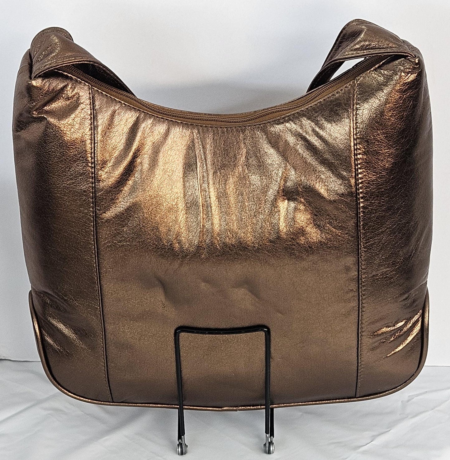 Bronze metallic Genuine Leather Handbag! Item#Tr8007BM.Made in USA!