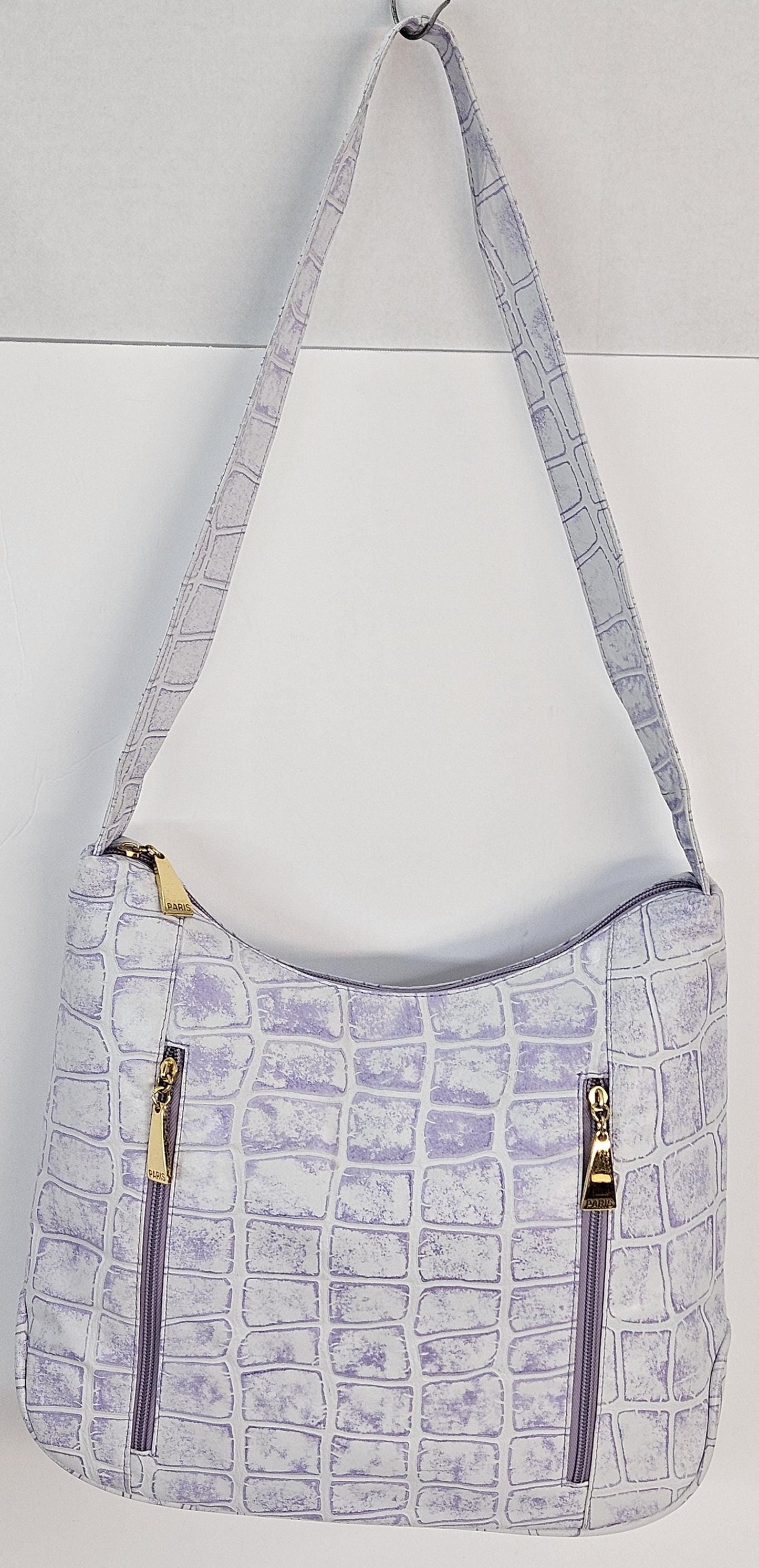 Light Purple print Genuine Leather Handbag! Item#Tr8007LPPrint. Made in USA!