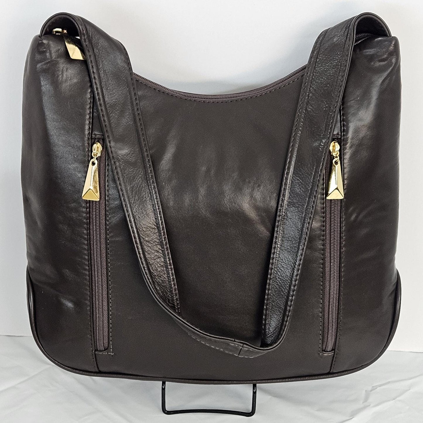 Brown Genuine Leather Handbag! ItemTr8007Brown. Made in USA!
