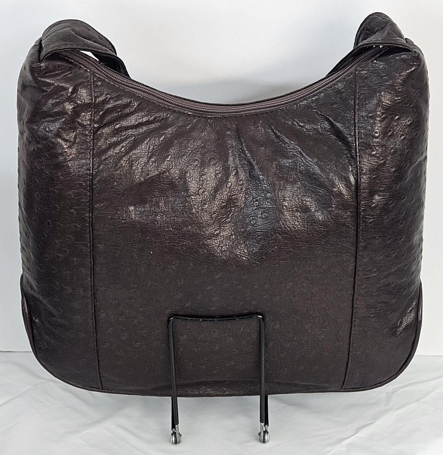 Brown Ostrich print Genuine Leather Handbag! Item#Tr8007OstrichPrint. Made in USA!
