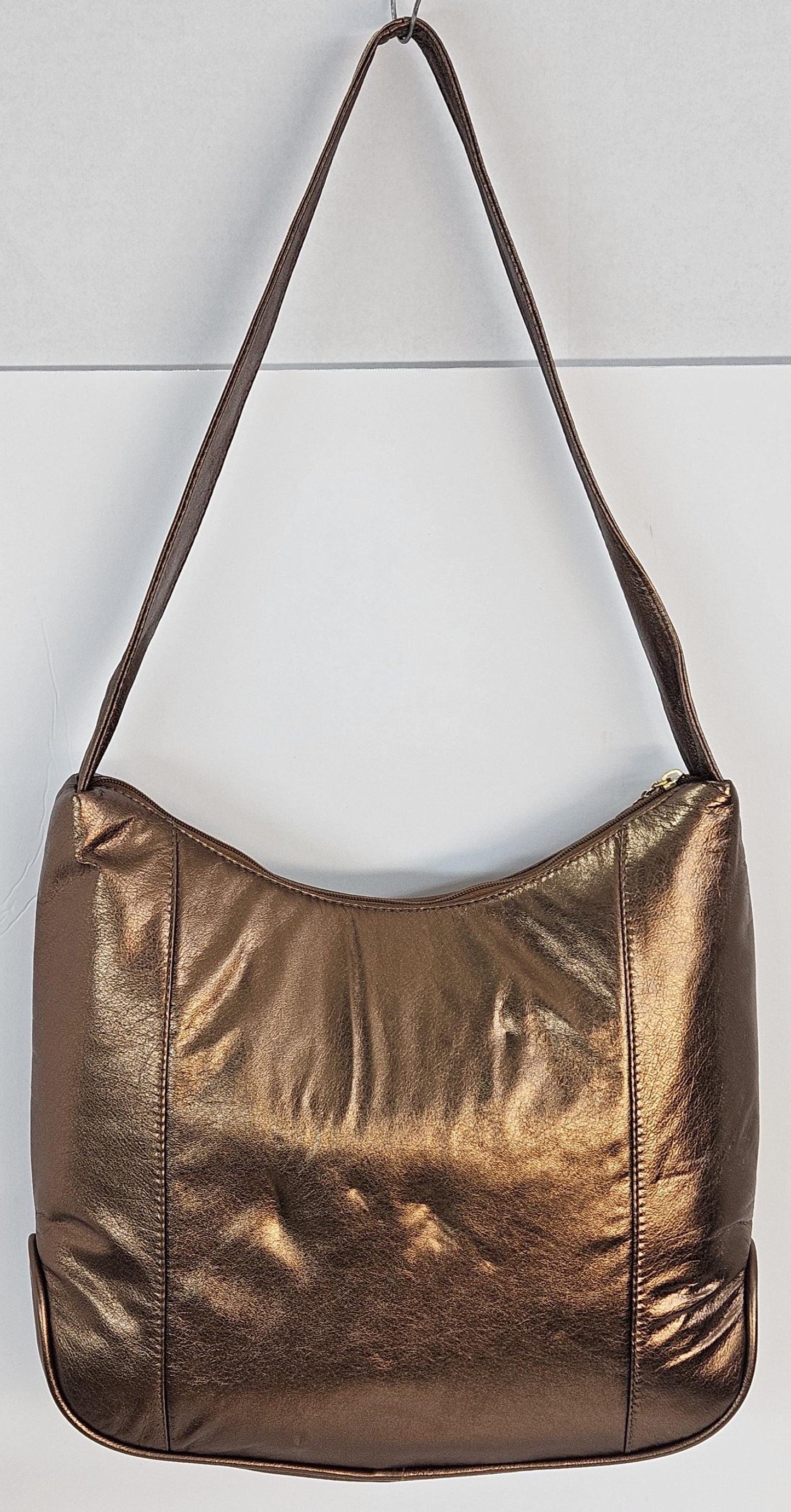 Bronze metallic Genuine Leather Handbag! Item#Tr8007BM.Made in USA!