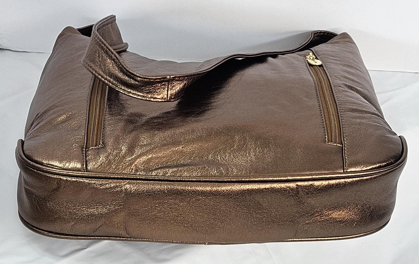 Bronze metallic Genuine Leather Handbag! Item#Tr8007BM.Made in USA!