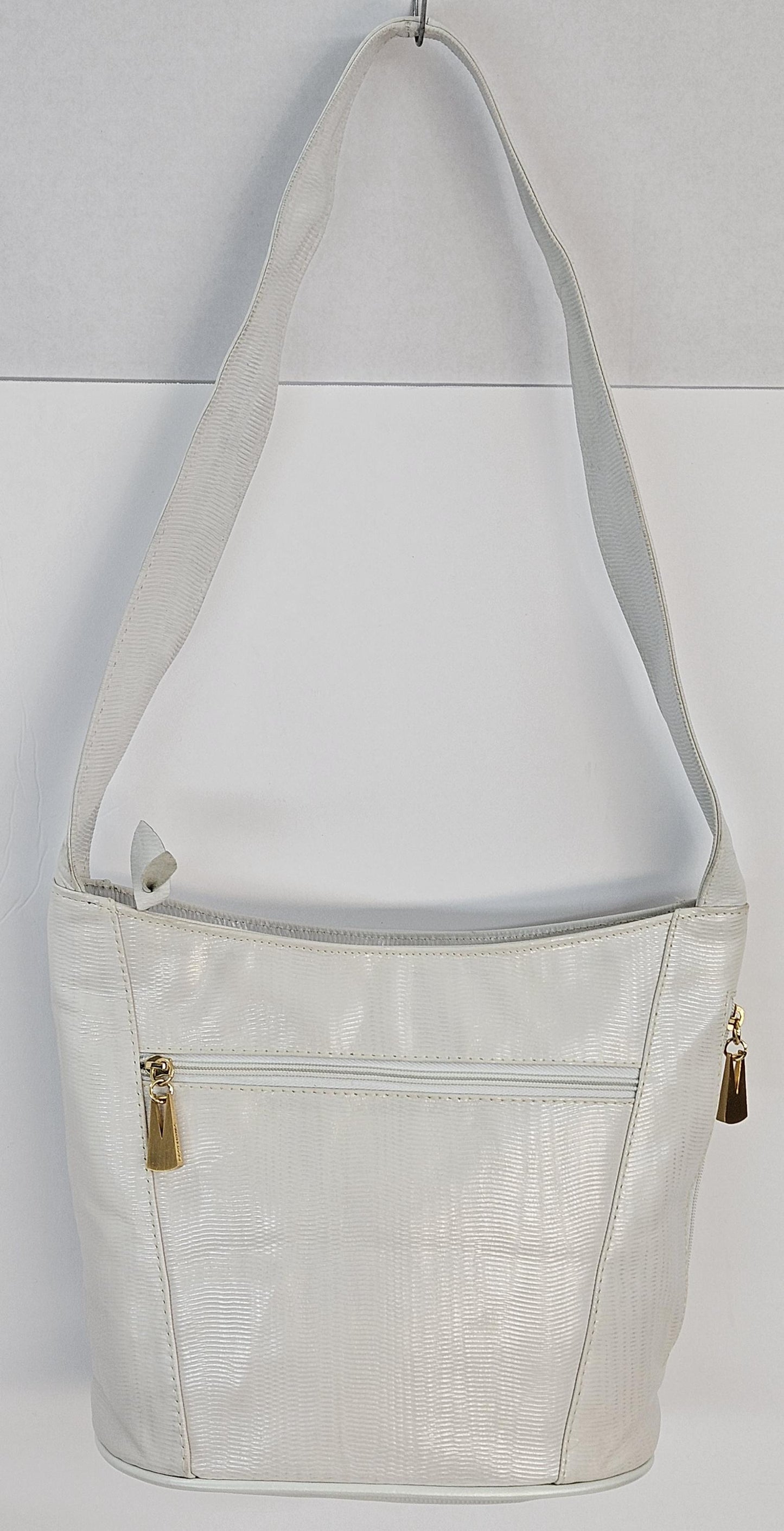 White Print Leather Hand Made Handbag!Made in USA!TR8006Wh-P