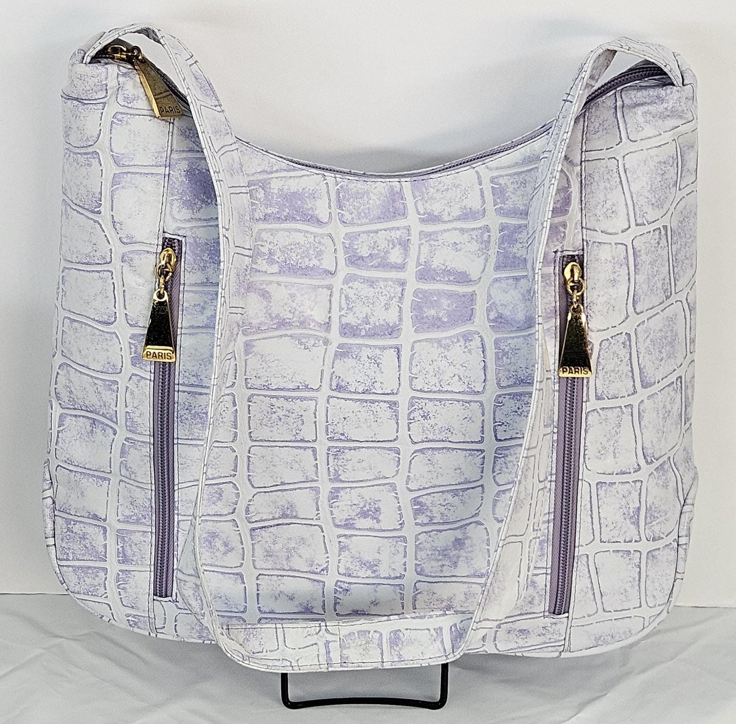 Light Purple print Genuine Leather Handbag! Item#Tr8007LPPrint. Made in USA!