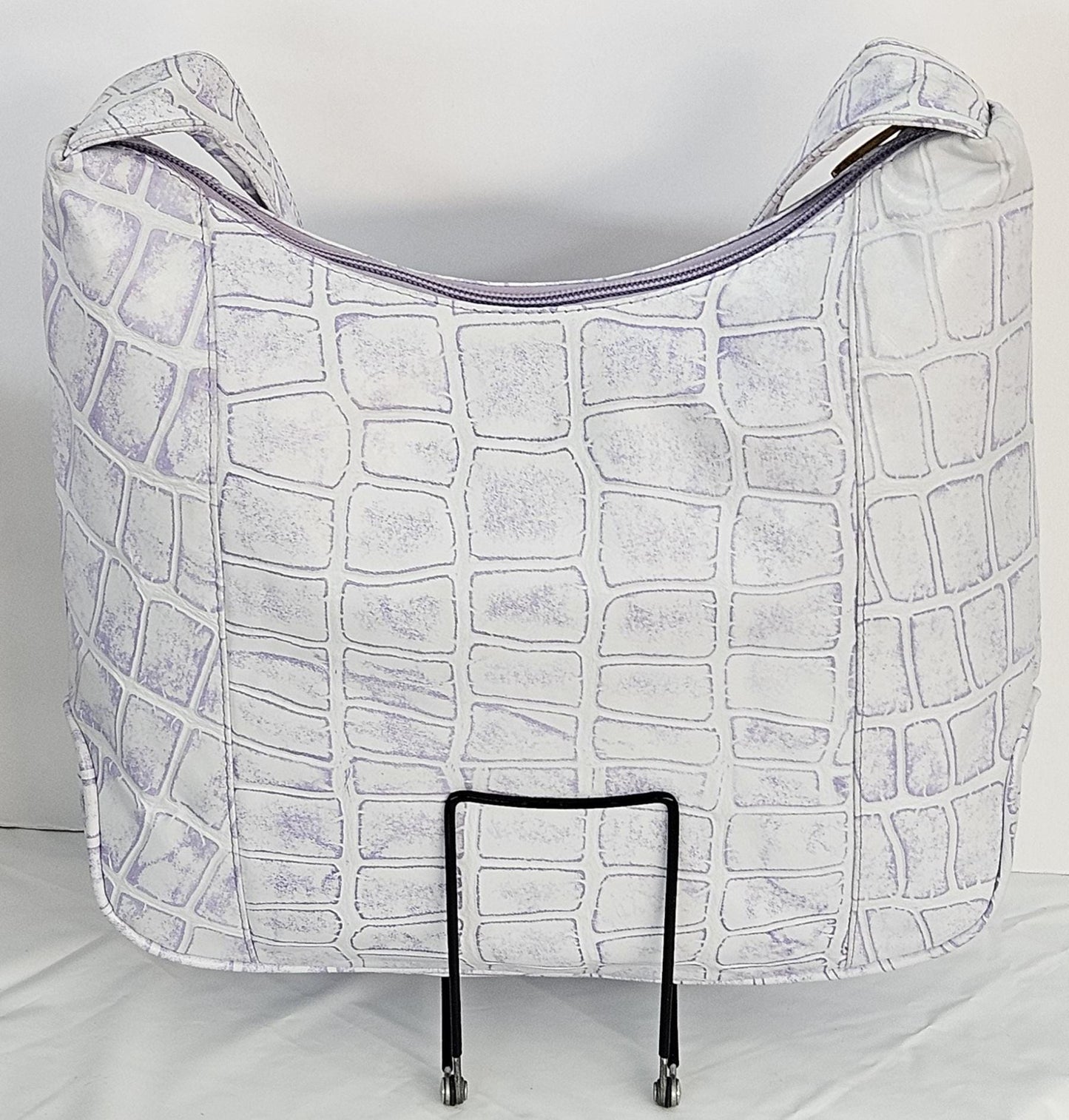 Light Purple print Genuine Leather Handbag! Item#Tr8007LPPrint. Made in USA!