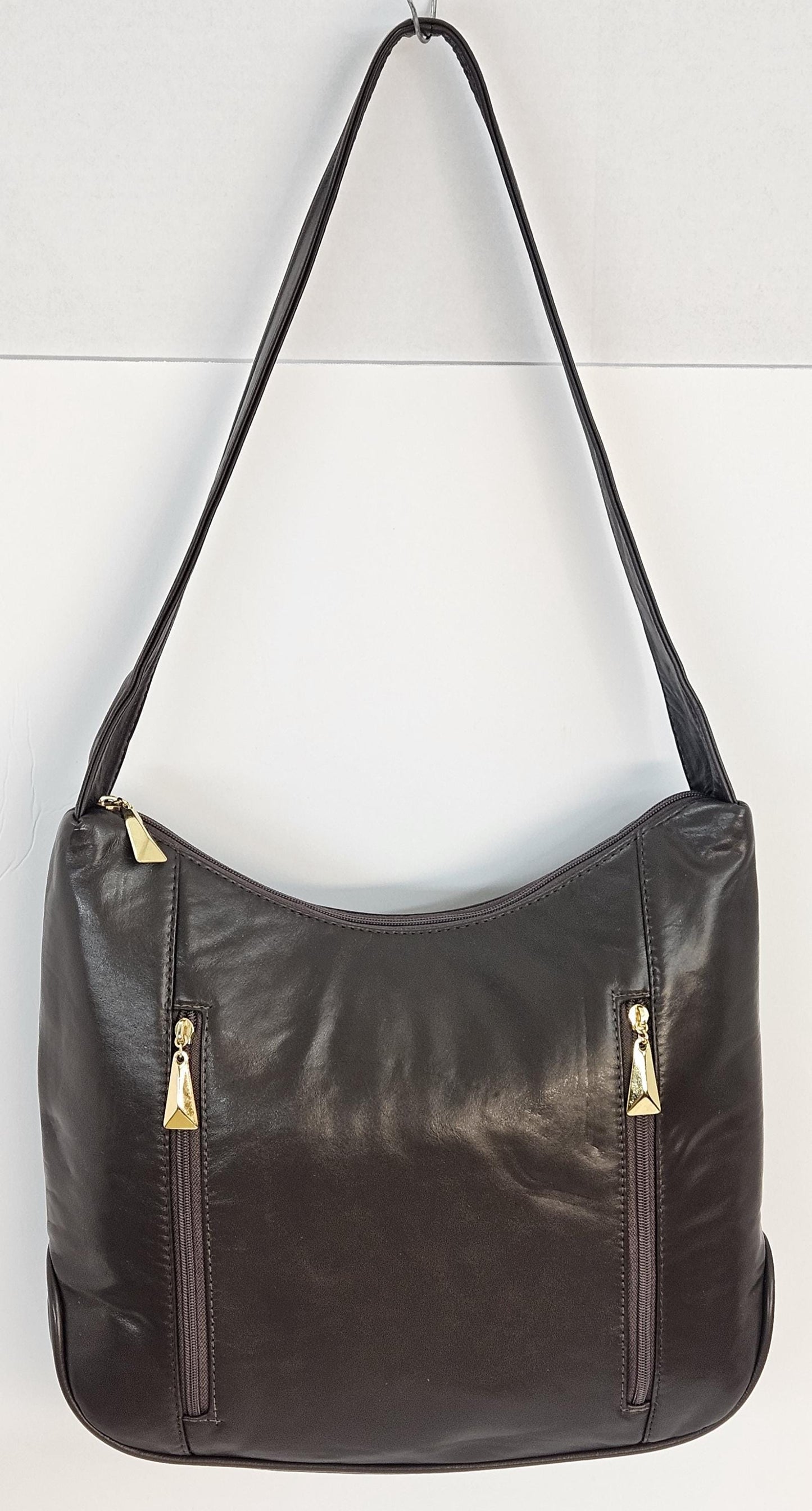 Brown Genuine Leather Handbag! ItemTr8007Brown. Made in USA!