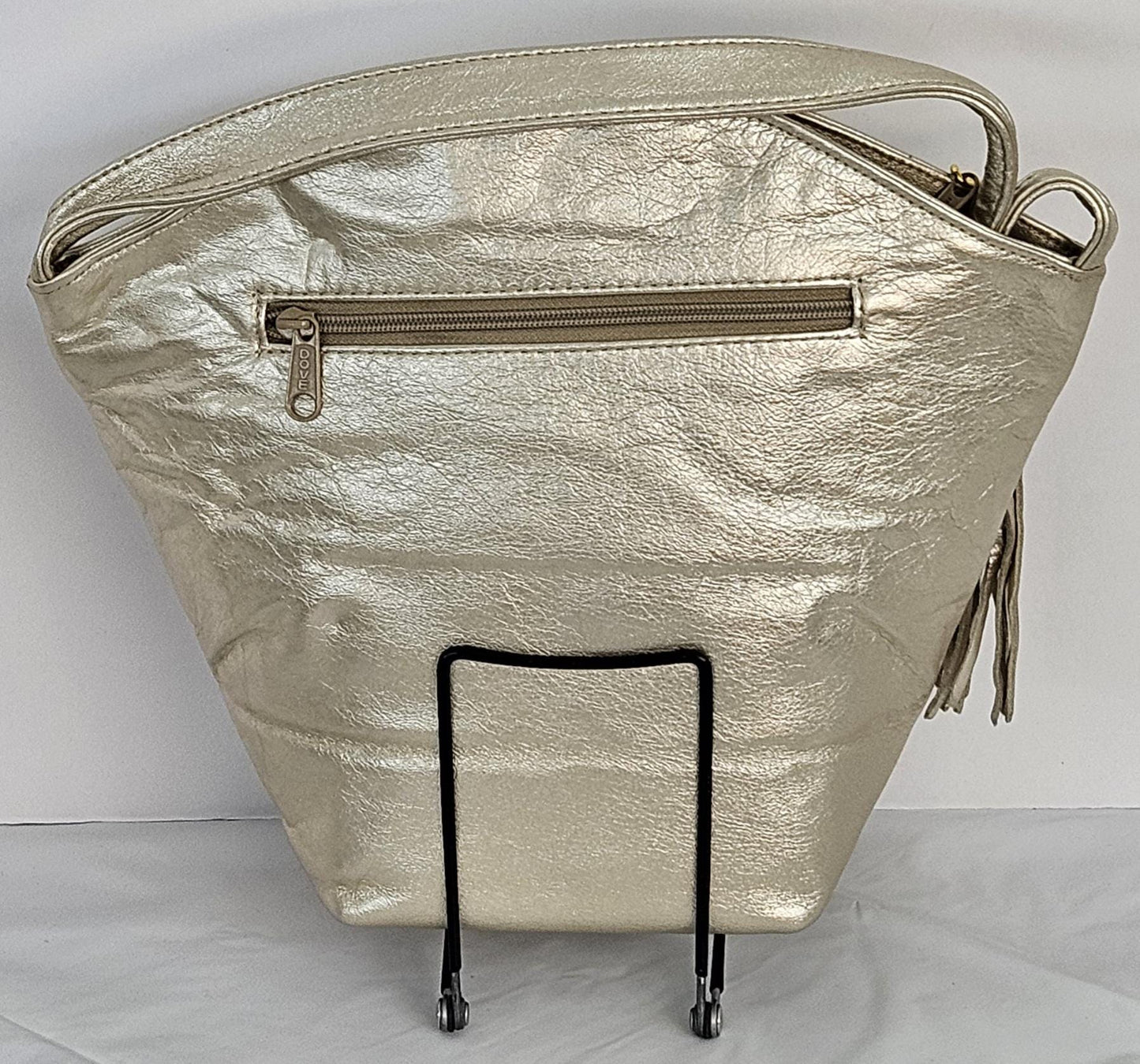 Natural Metallic Luxury Genuine Leather with Gold Z and Butten metal design on Hand Made Handbag!#TR9047-Nm-gmzb Made in USA