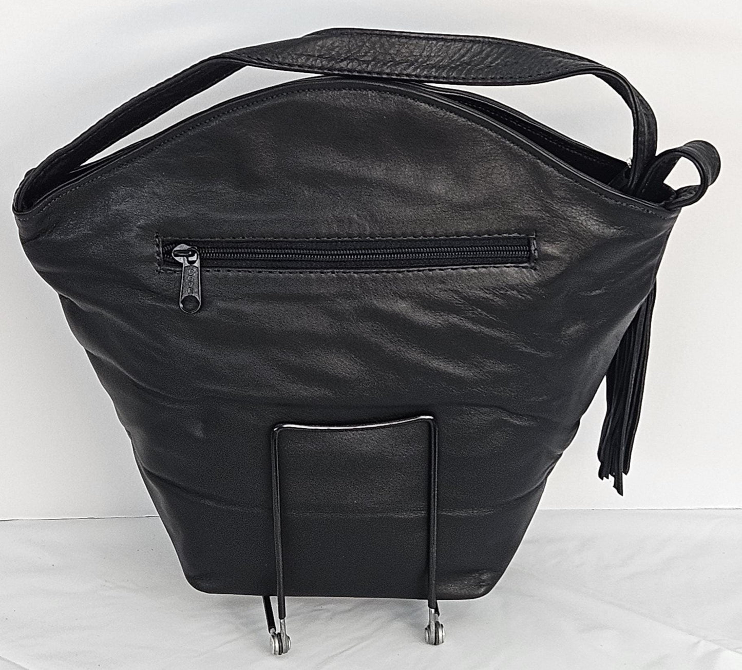Black Genuine Leather with Silver Z and Butten metal design on Hand Made Handbag!#TR9047-Black-smzb Made in USA