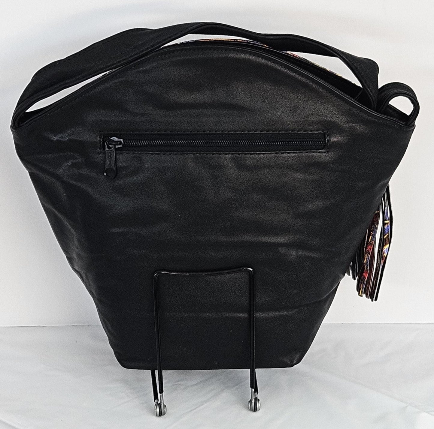 Black with multi print Luxury Genuine Leather Hand Made Handbag!#TR9047-Bk-mp.Made in USA!