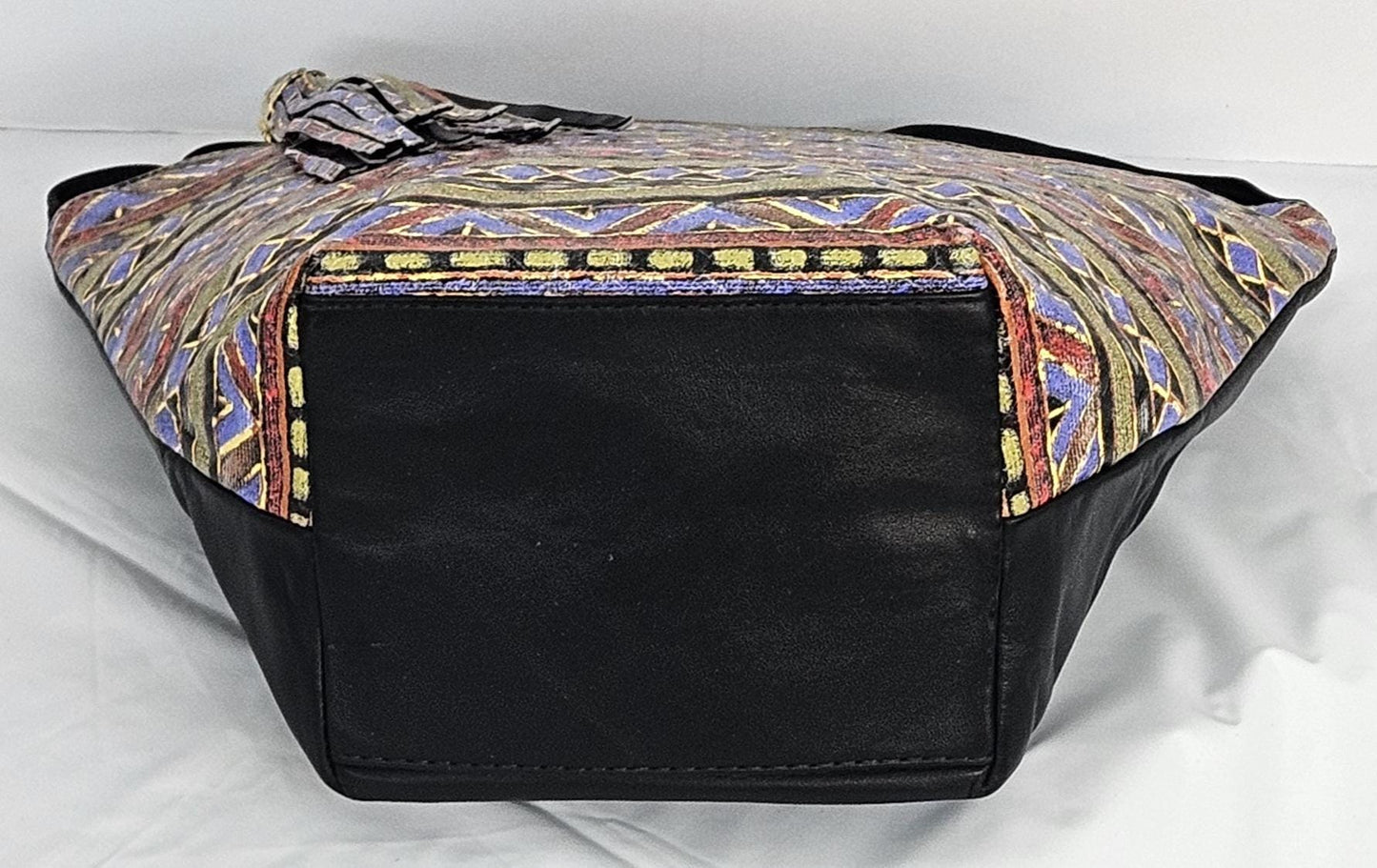 Black with multi print Luxury Genuine Leather Hand Made Handbag!#TR9047-Bk-mp.Made in USA!