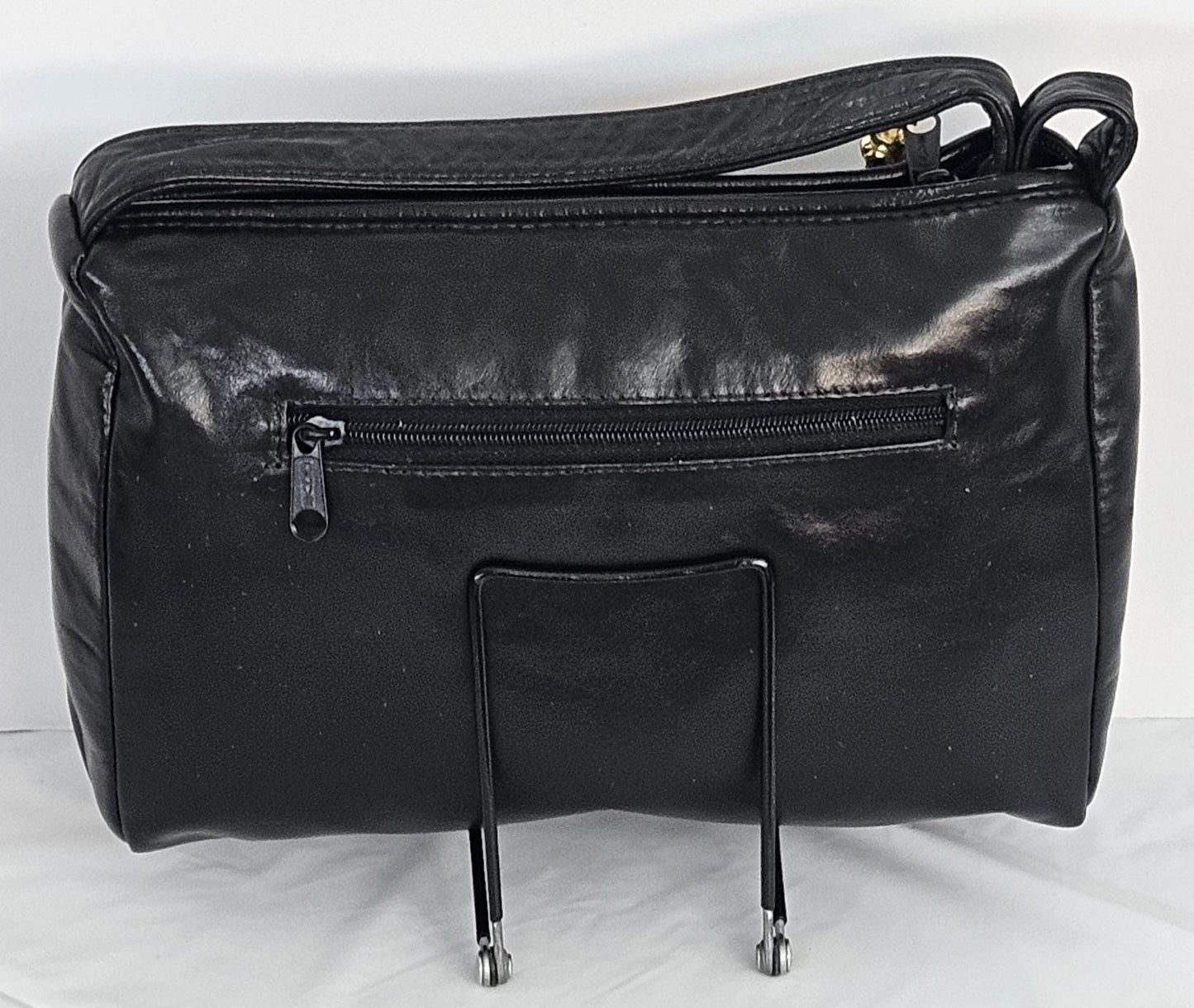 Black with pewter Multi Fabrice Zigzag stripes Hand Made Handbag.TR2018Z-bkP.Genuine Leather Made in USA.