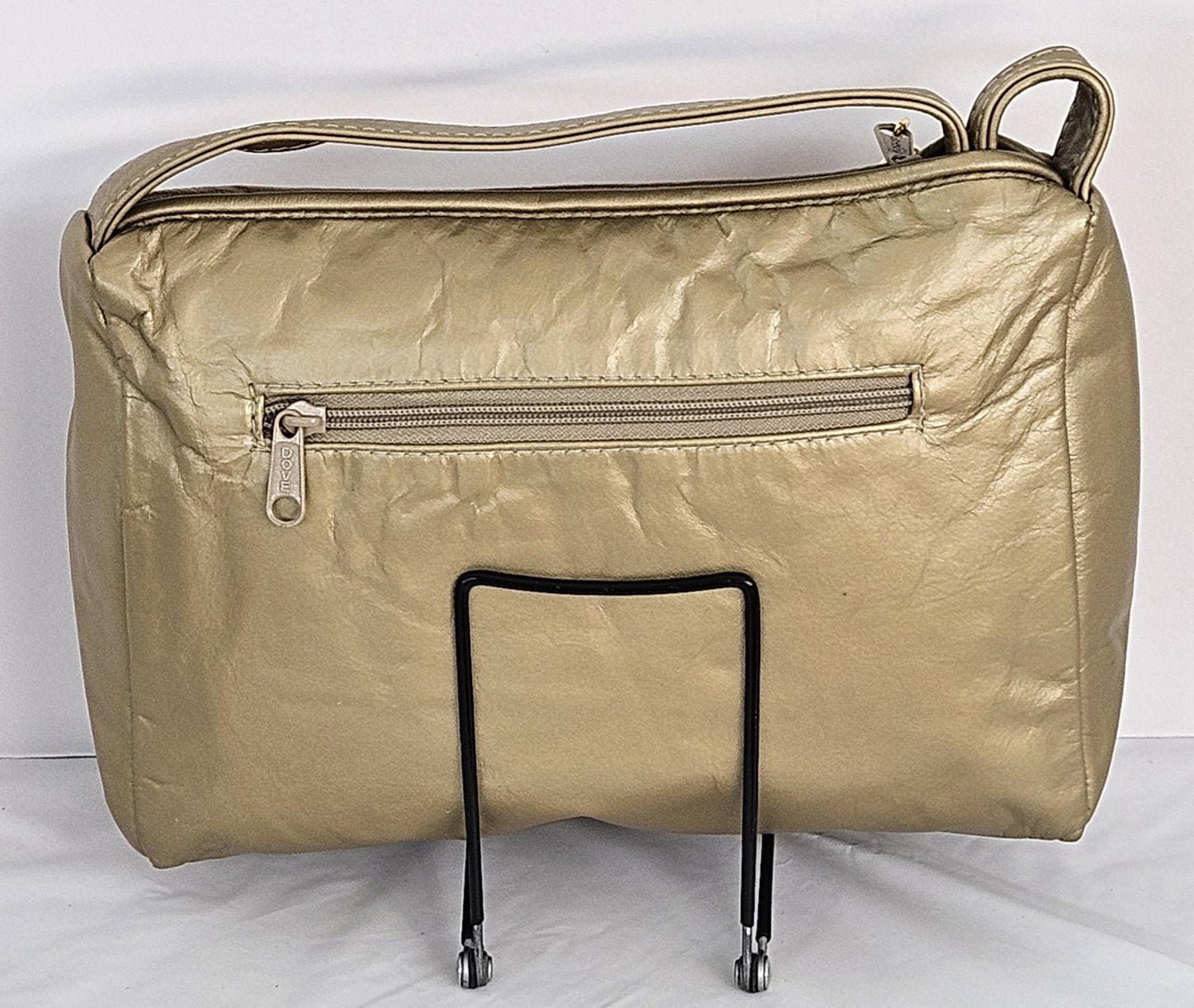 Gold mate with gold mate Print Genuine Leather Hand Made Handbag. Gold matel Z&buttons design#TR2018GMgp-gmzb.Made in USA.