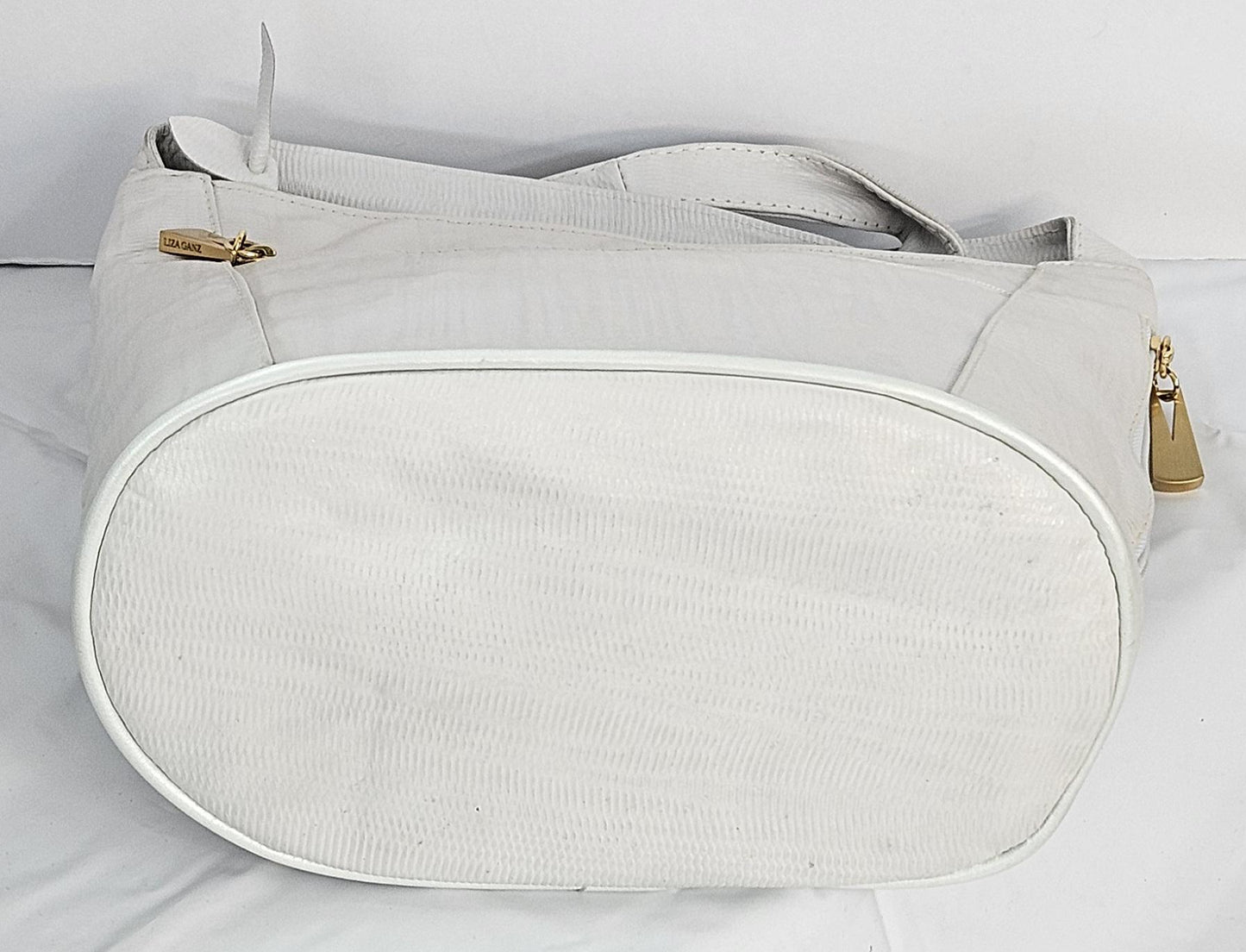 White Print Leather Hand Made Handbag!Made in USA!TR8006Wh-P
