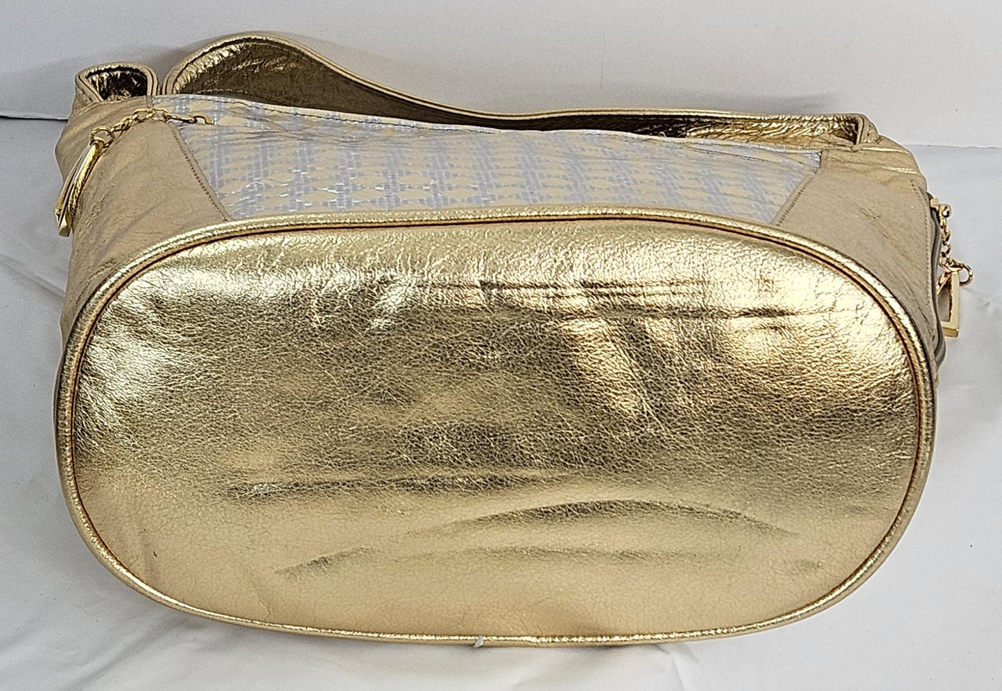 Gold Shining with gold & silver print leather Hand Made Handbag Genuine Leather!Made in USA!TR8006Gs-gsp