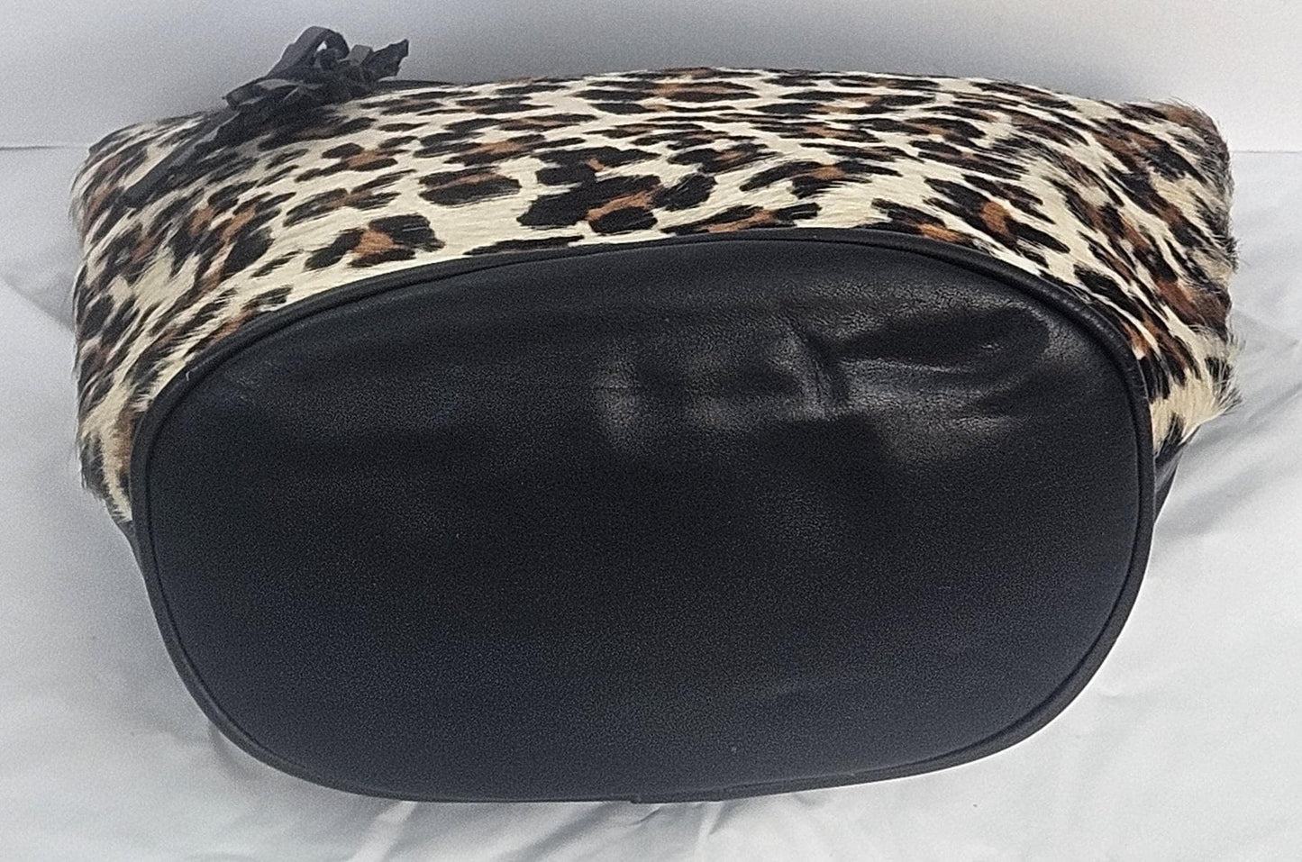 Black with brown mix print Genuine Leather Hand Made Handbag.TR2022bk-brown-m.Made in USA!