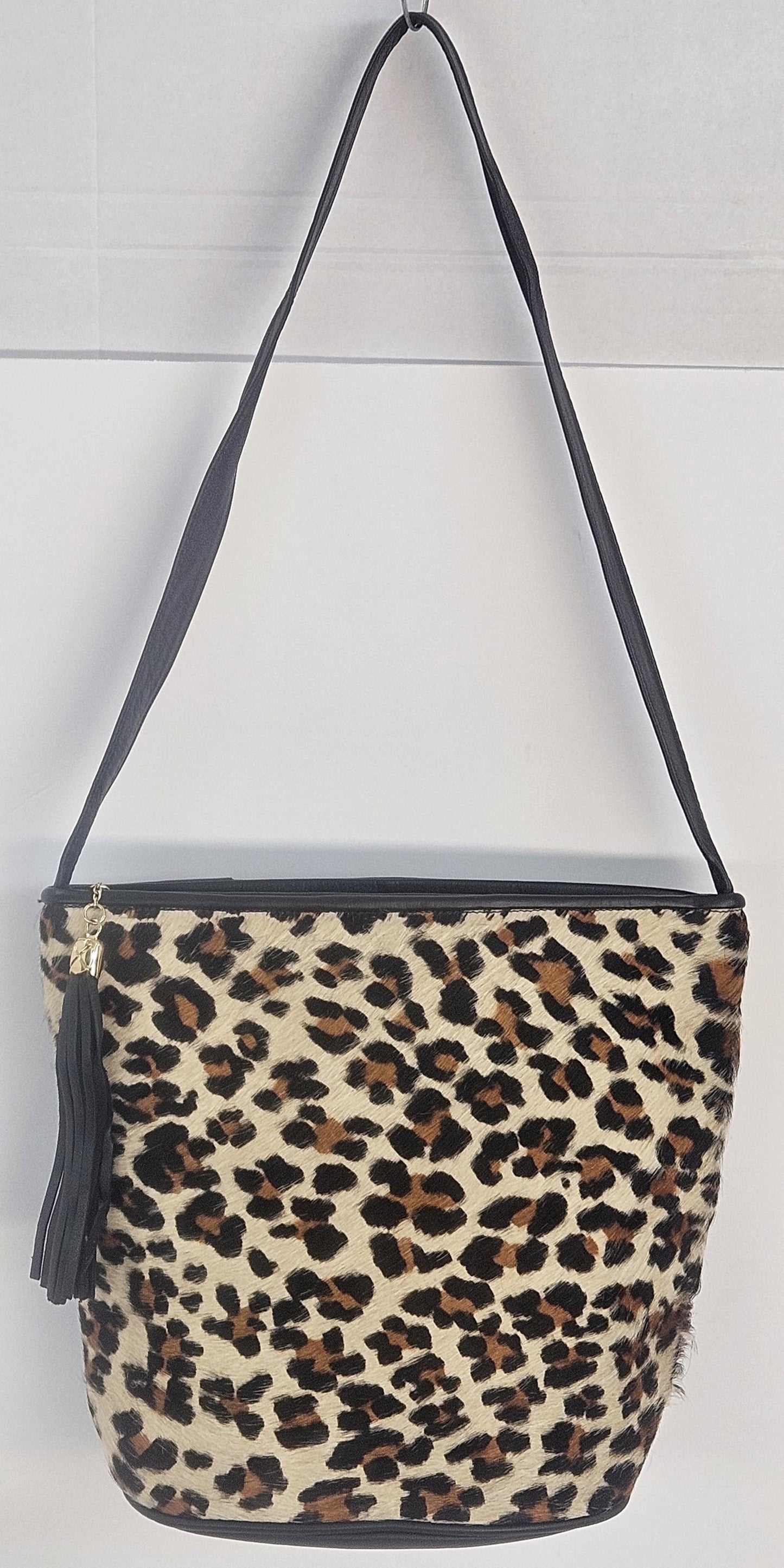 Black with brown mix print Genuine Leather Hand Made Handbag.TR2022bk-brown-m.Made in USA!