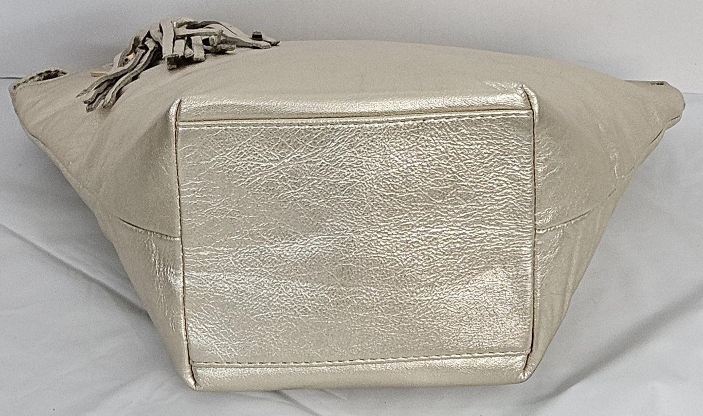 Natural Metallic Luxury Genuine Leather with Gold Z and Butten metal design on Hand Made Handbag!#TR9047-Nm-gmzb Made in USA