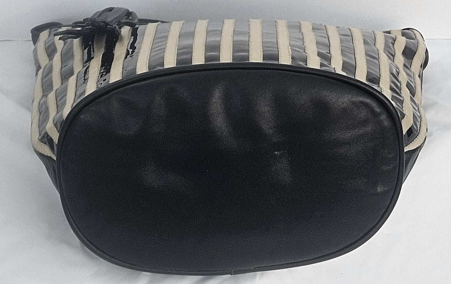 Black with black Patton and Champagne Stripes Zigzag Genuine Leather Hand Made Handbag.#TR2022Bk-bpatton-cham.Made in USA!