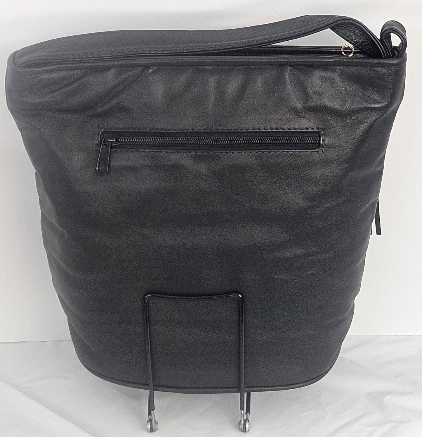 Black with 3 black&white diamond cut Zigzag Genuine Leather Hand Made Handbag#TR2022bk-3dc.Made in USA!