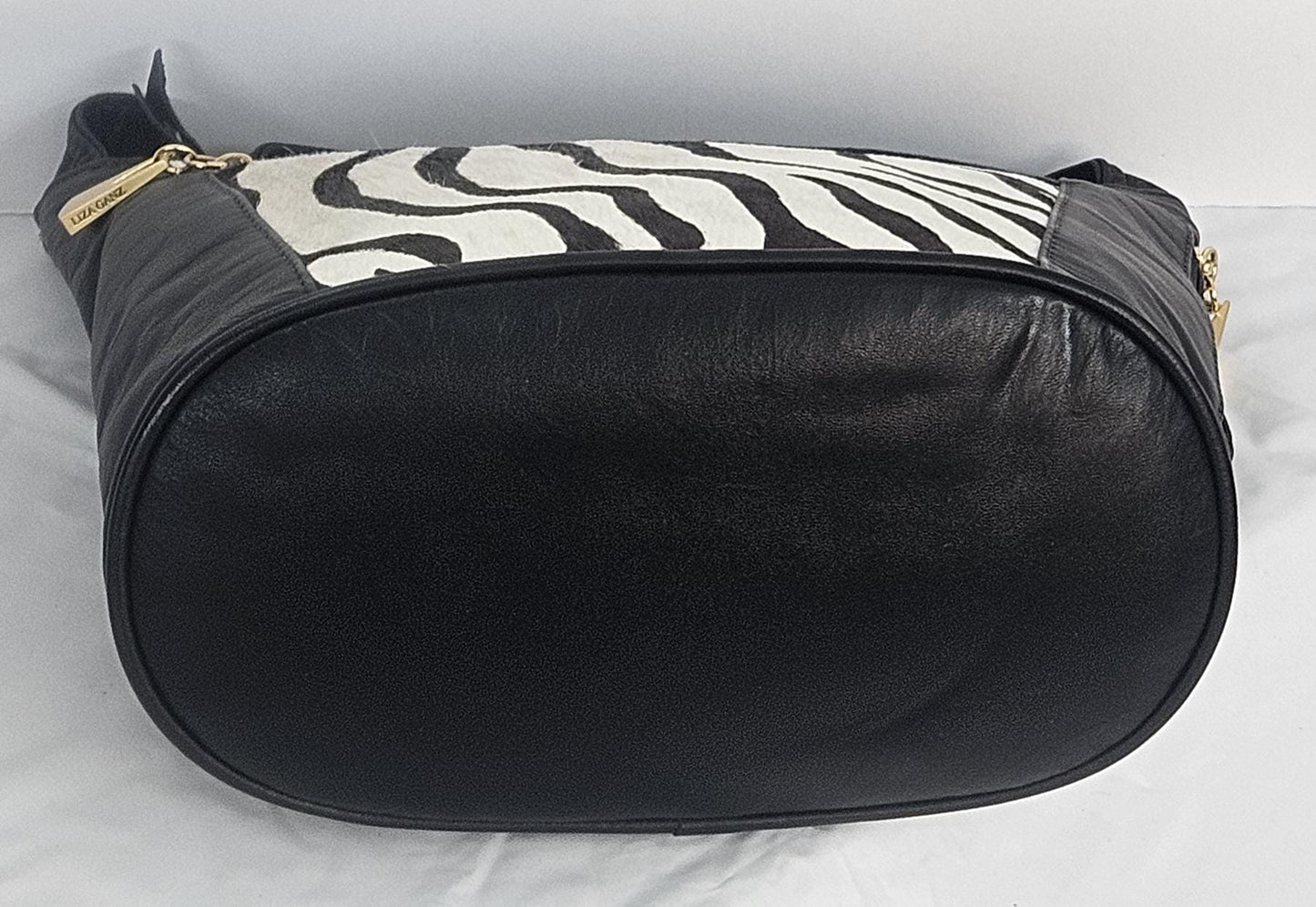Black with black&white Zibra print leather Hand Made handbag!Made in USA!TR8006Bk-bkWh-zb-Print.