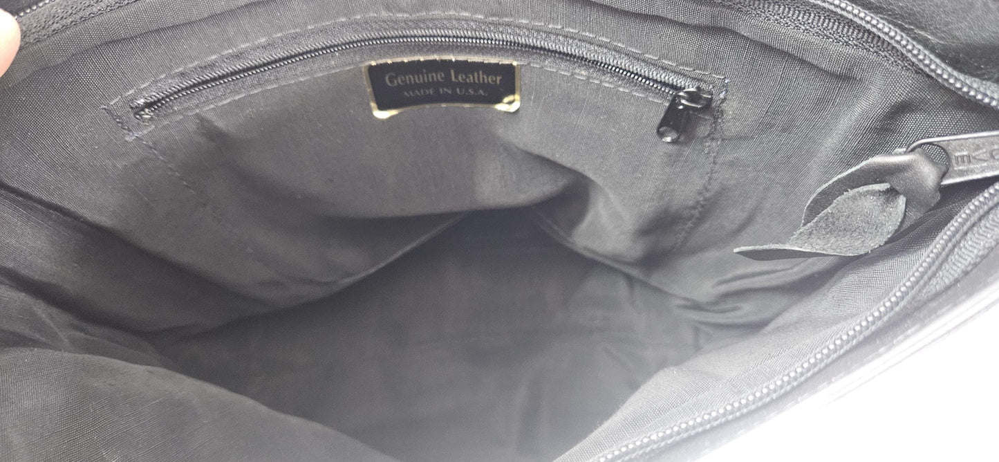 Black with black Patton leather hand made handbag! Z metal design.Made in USA!TR8006bk-bkpt