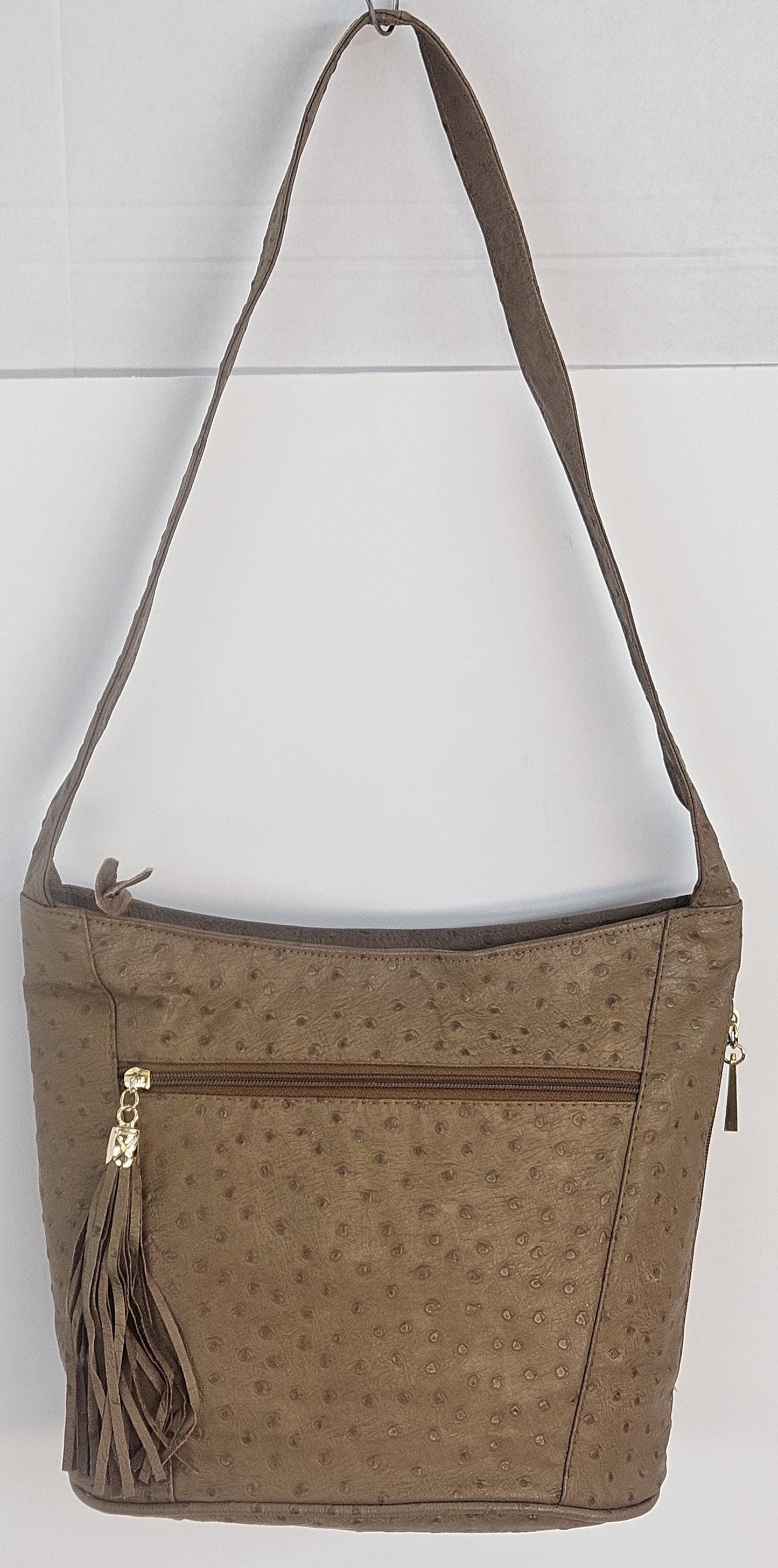 Topaz Ostrich Print Leather Hand Made Handbag!Made in USA!TR8006Top-O