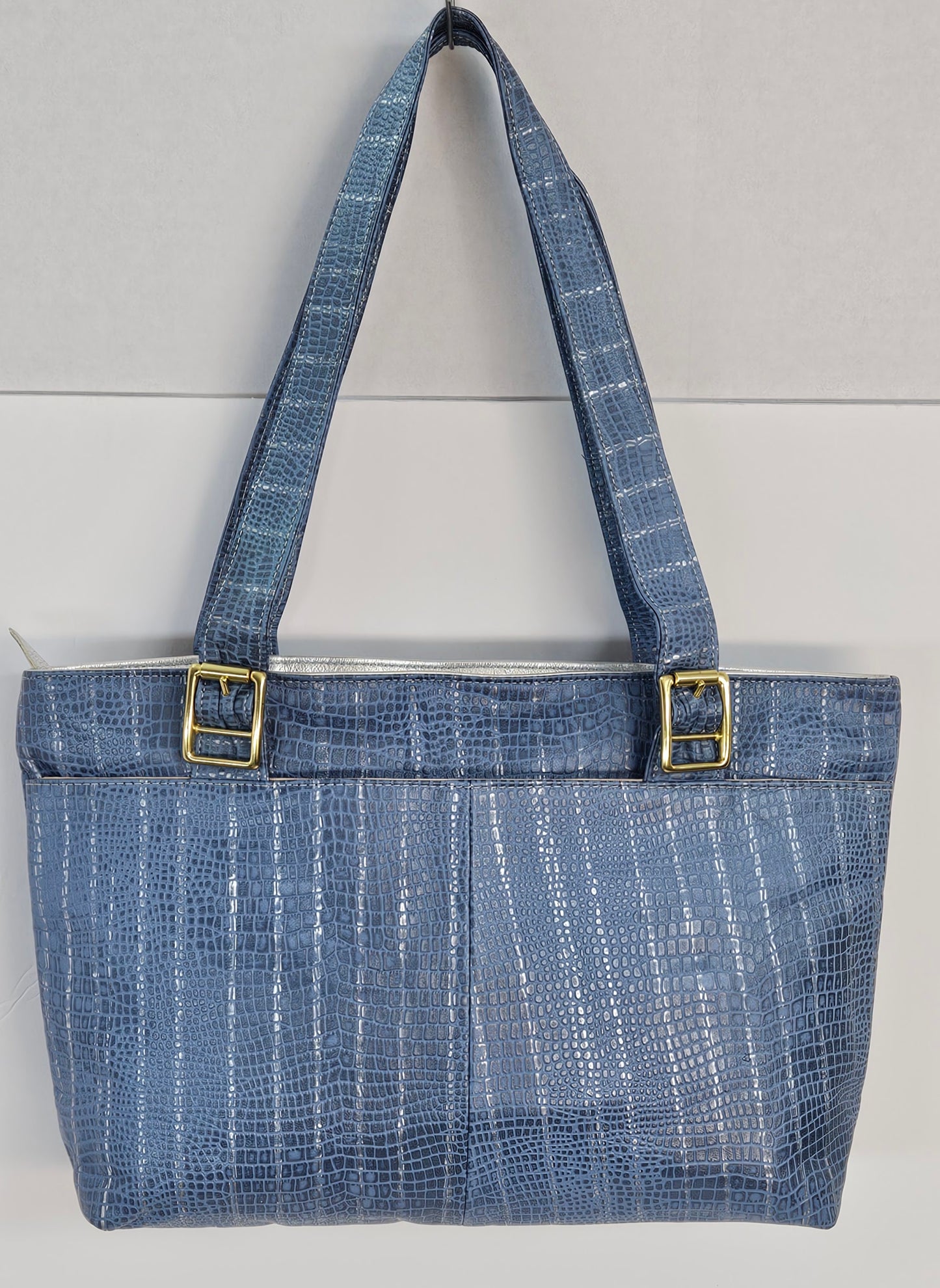 Denim blue print Genuine Leather bag #TR11-13.Made in USA(031525)