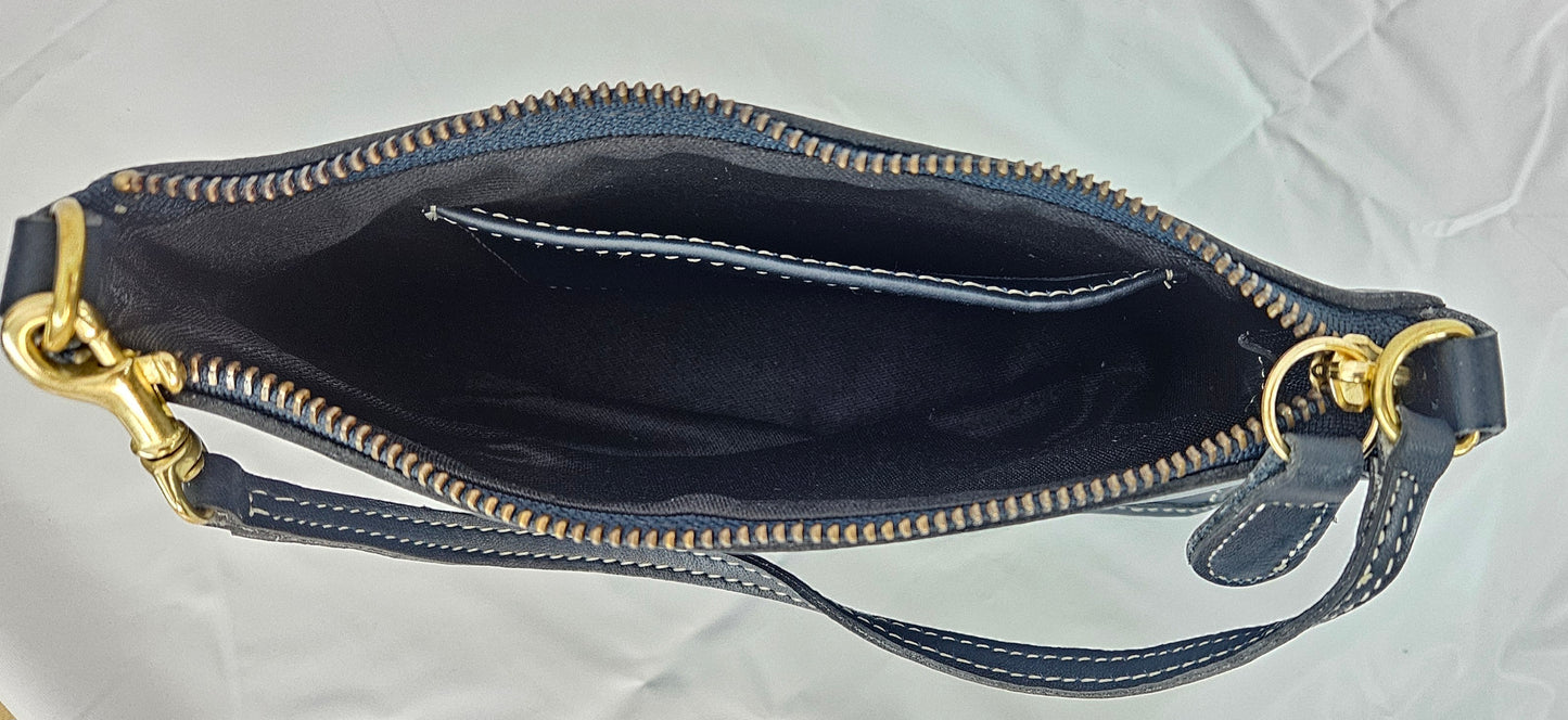 Navy Cowhide Genuine Leather wrist Handbag.TRH8Navy.