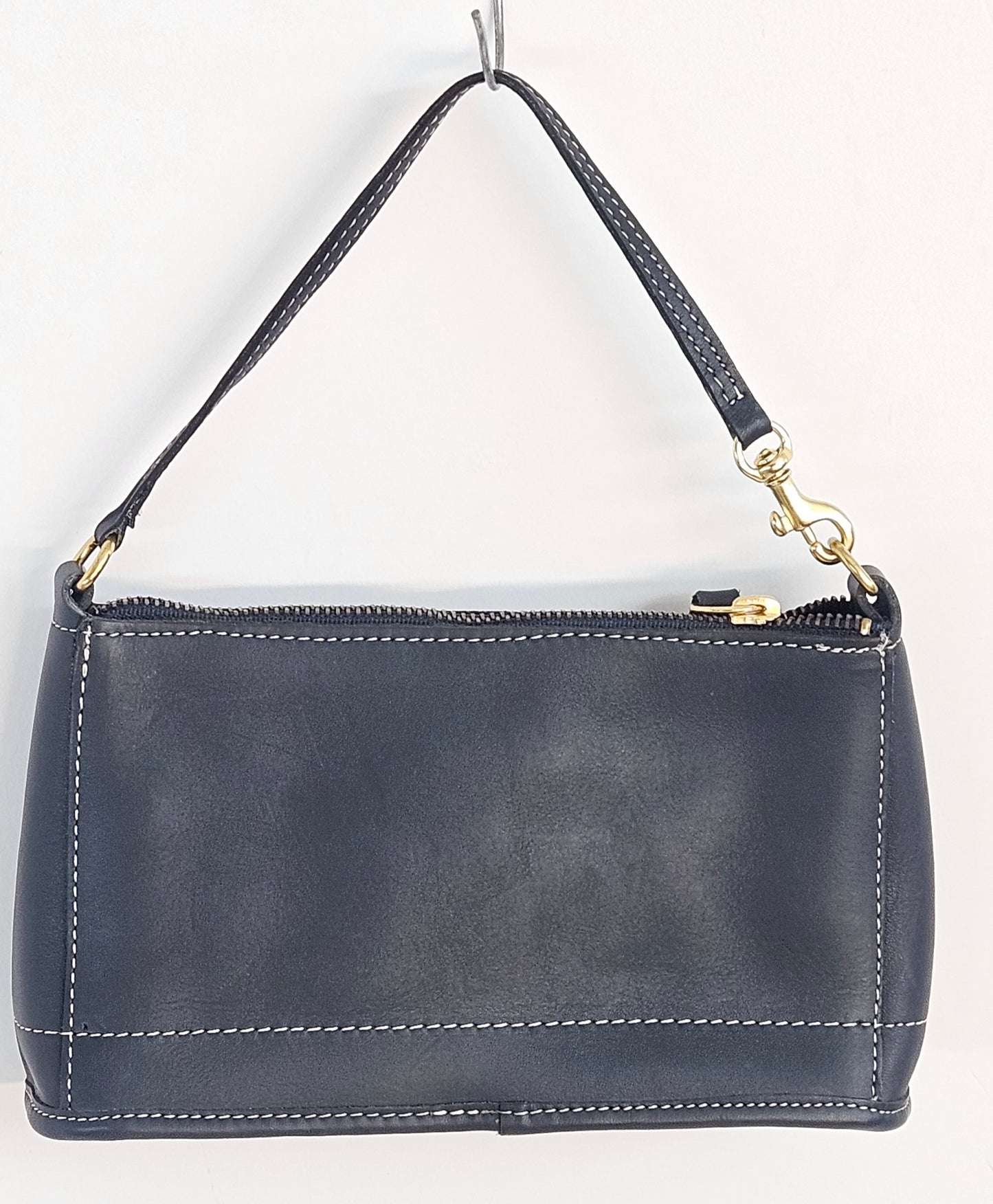 Navy Cowhide Genuine Leather wrist Handbag.TRH8Navy.