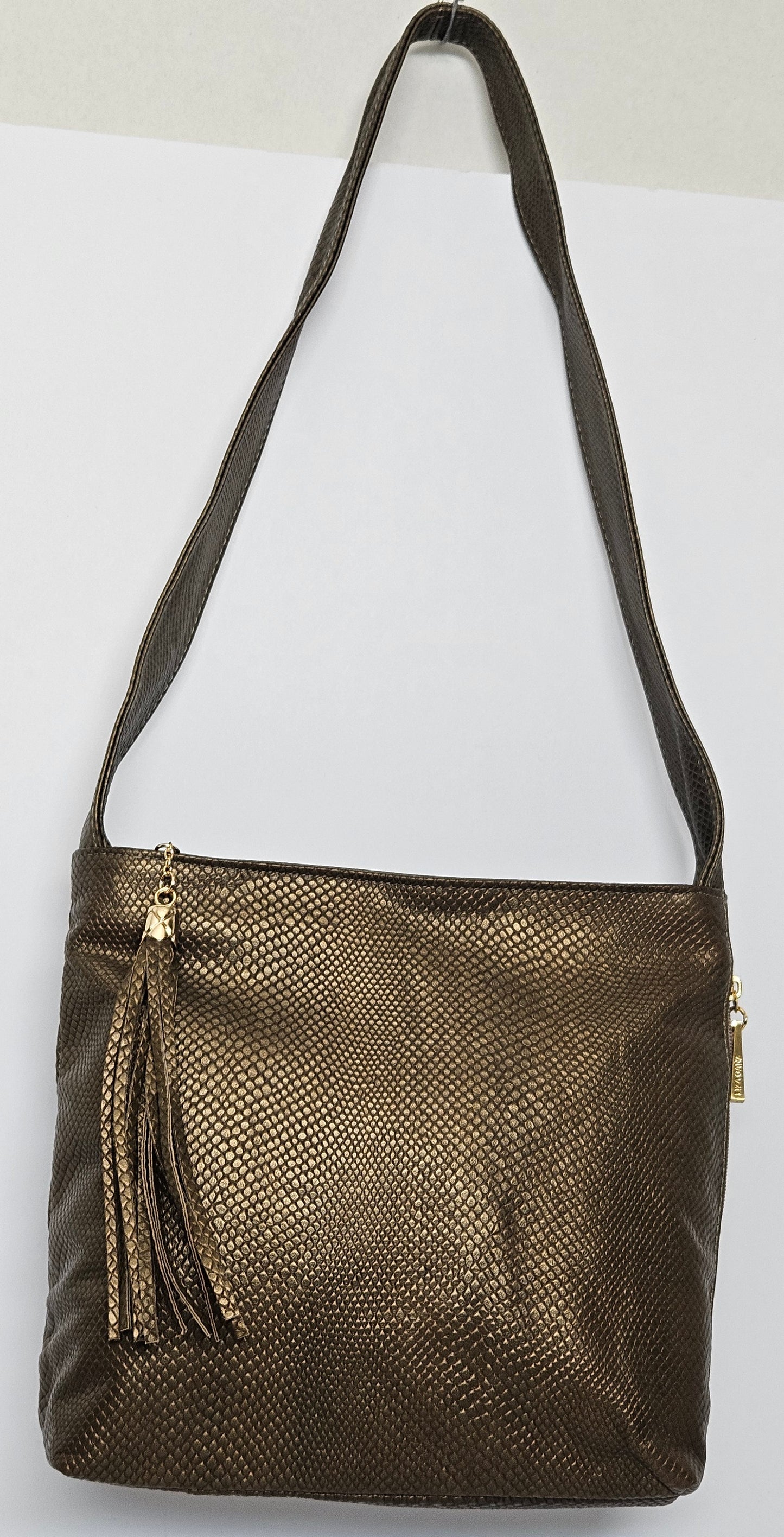 Pewter Snakeprint Leather handbag #TR843Pewterprint. Made in USA.