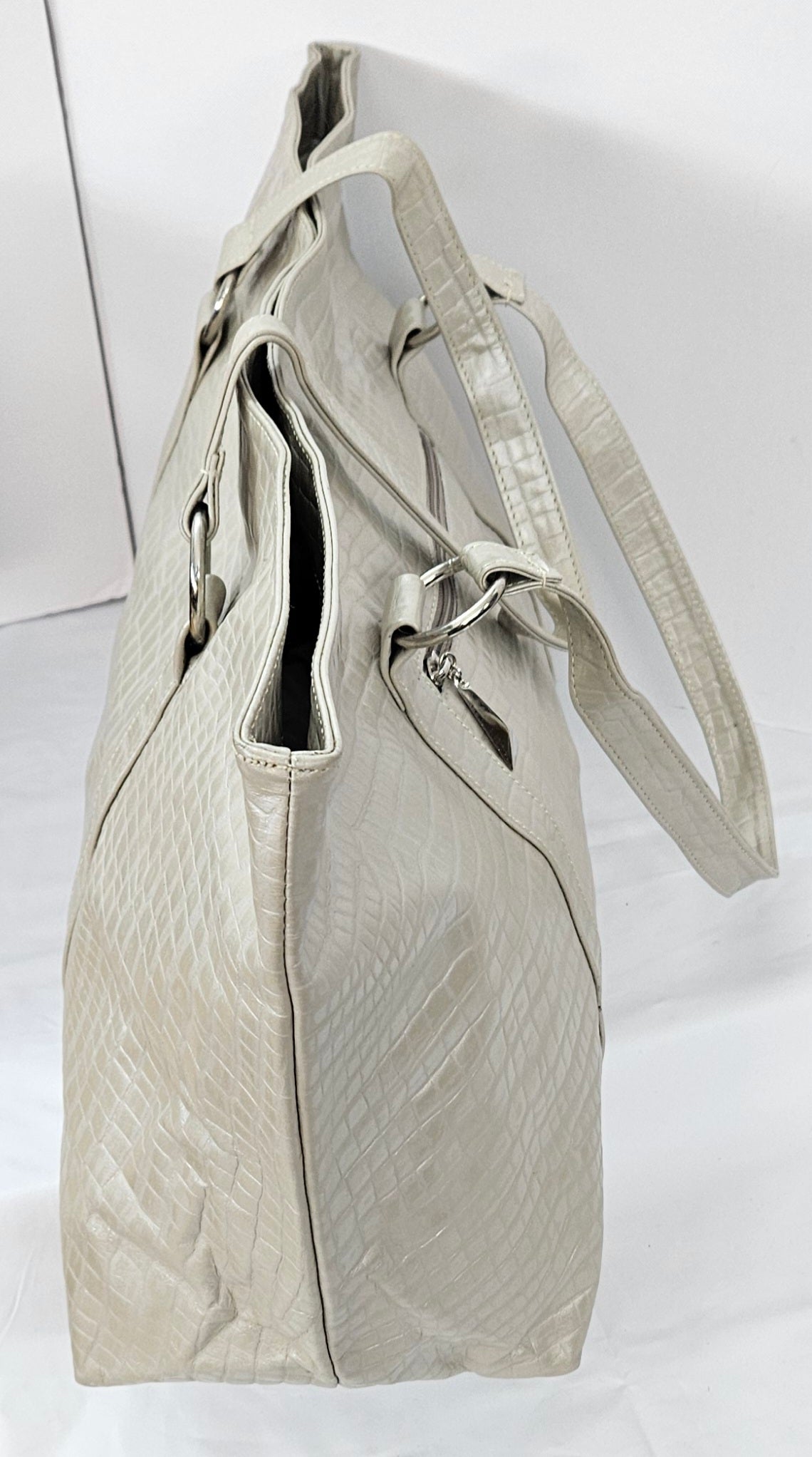 Taupe print Genuine Leather Largest Hand Made Handbag. #TR11-15Taupe-L-1.Made in USA(050325)