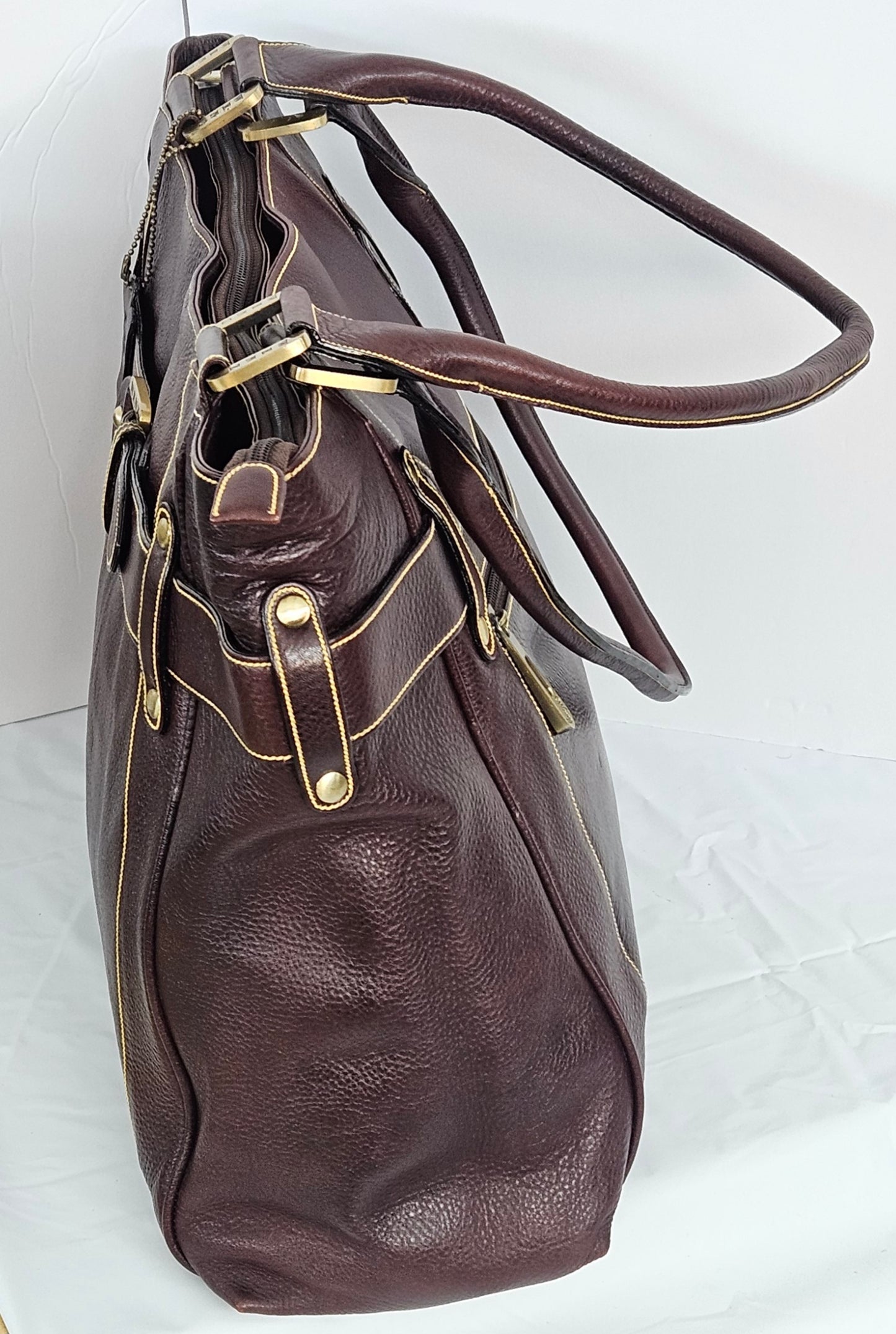 Wine Genuine Leather Handbag #TRA4 wine 3 compartment