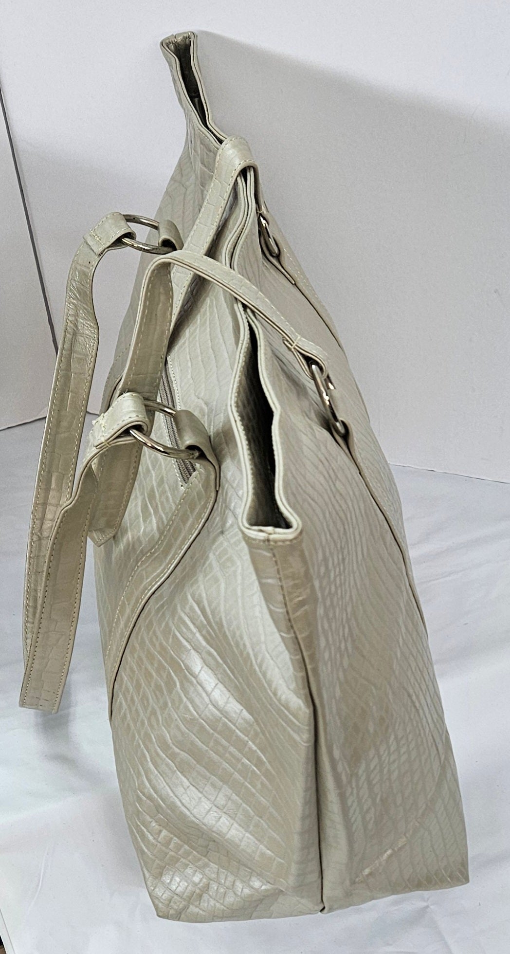 Taupe print Genuine Leather Largest Hand Made Handbag. #TR11-15Taupe-L-1.Made in USA(050325)