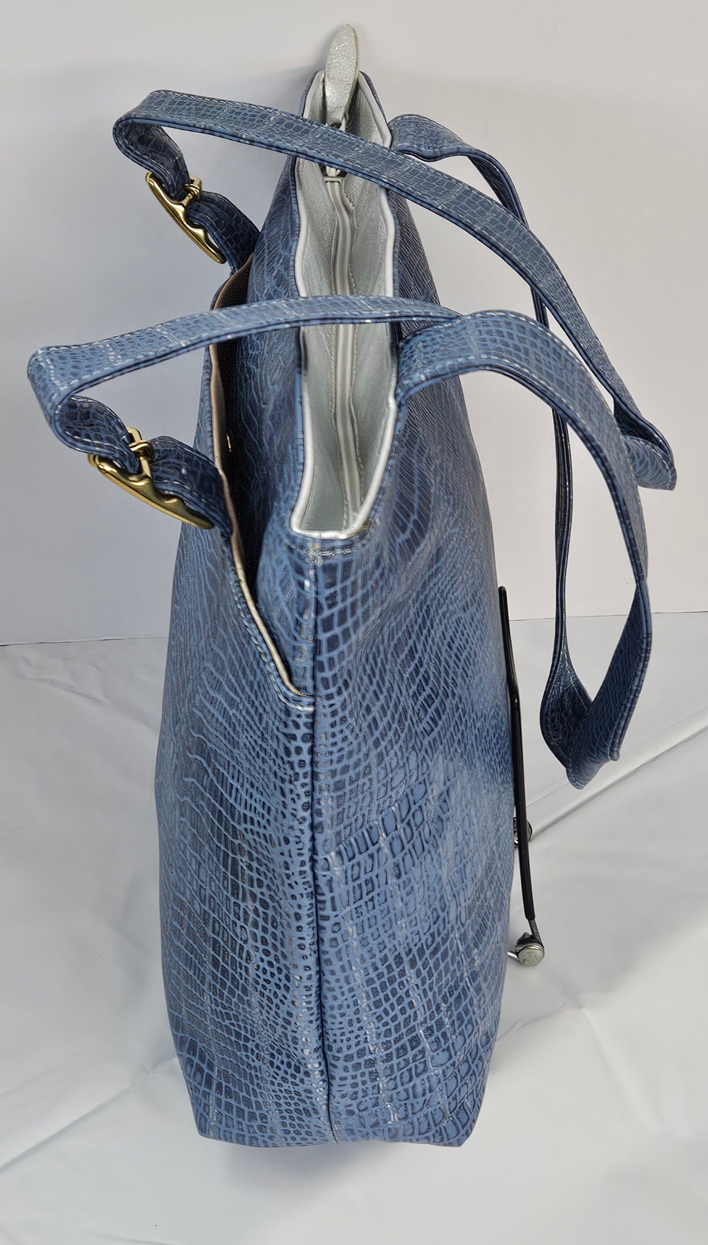Denim blue print Genuine Leather bag #TR11-13.Made in USA(031525)