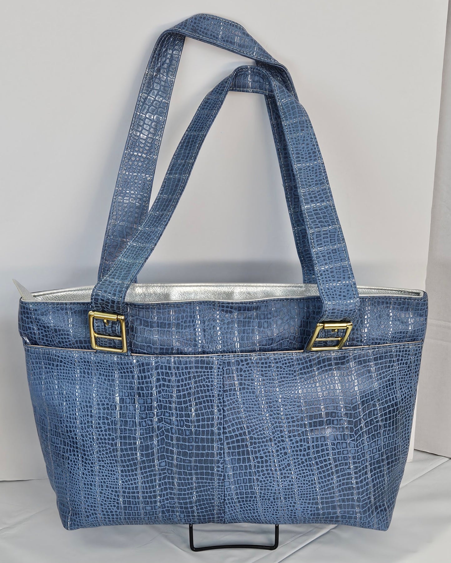 Denim blue print Genuine Leather bag #TR11-13.Made in USA(031525)