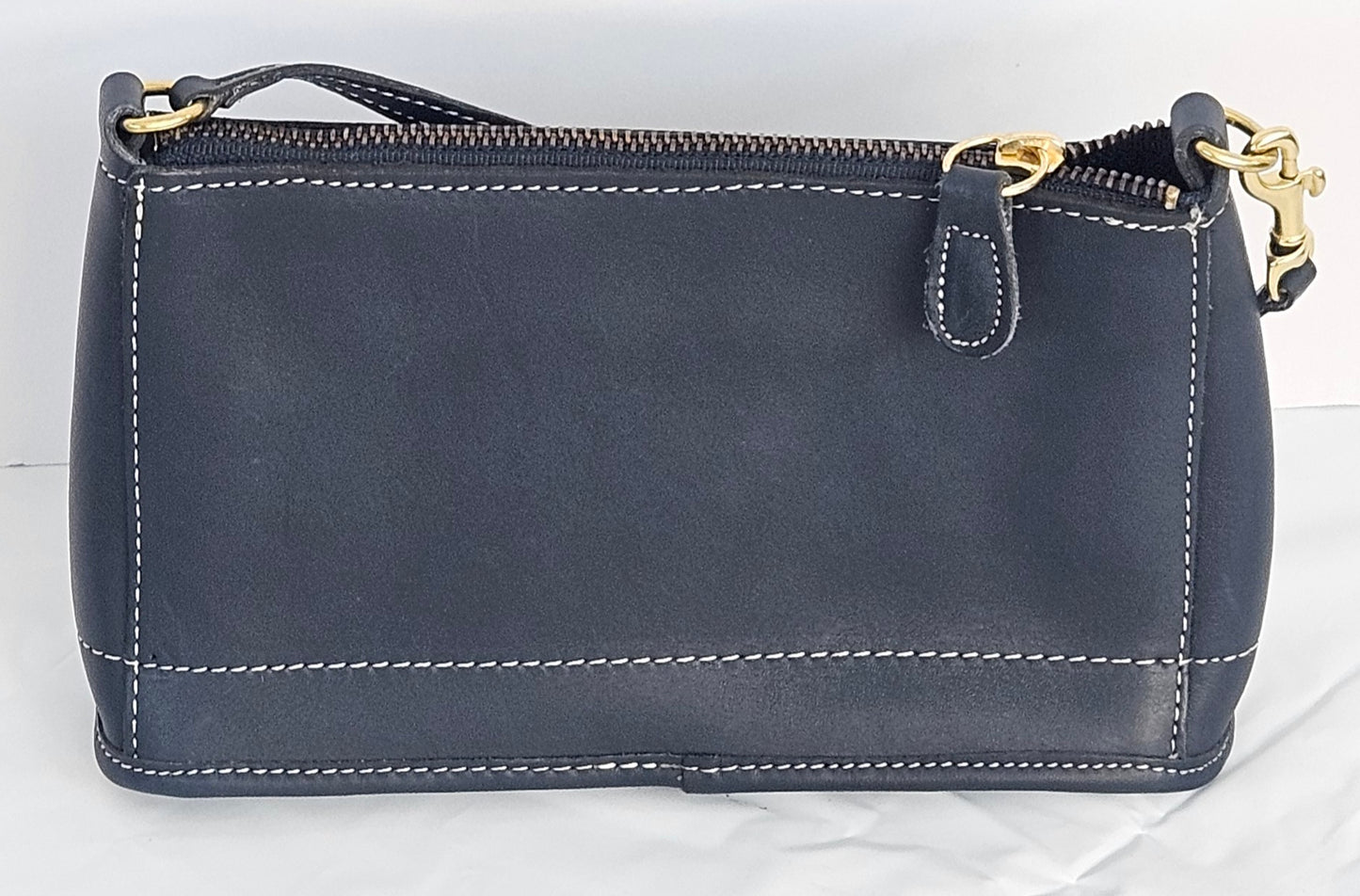 Navy Cowhide Genuine Leather wrist Handbag.TRH8Navy.