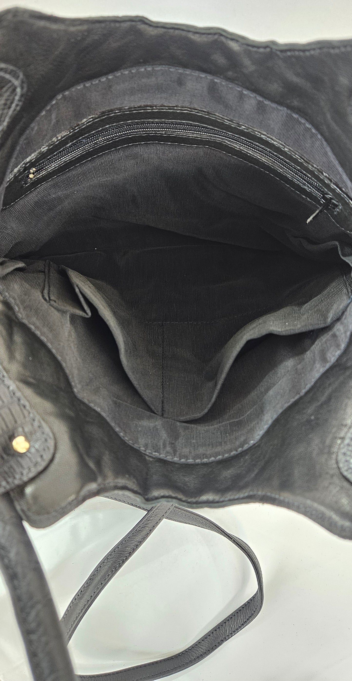 Black Genuine Leather bag #TR11-12.Made in USA.