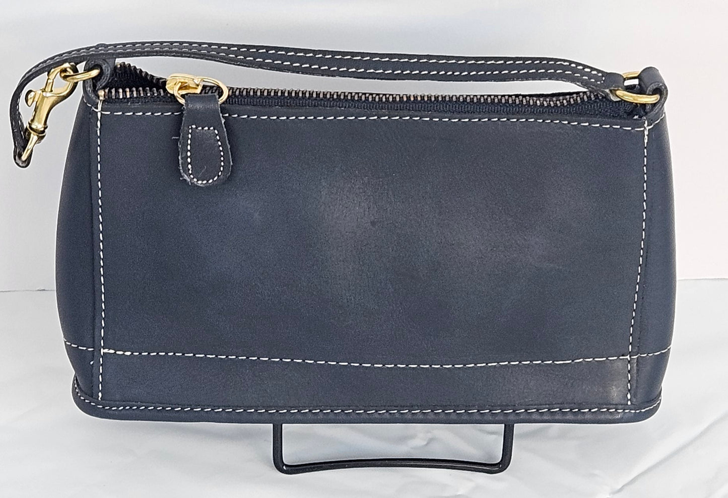 Navy Cowhide Genuine Leather wrist Handbag.TRH8Navy.