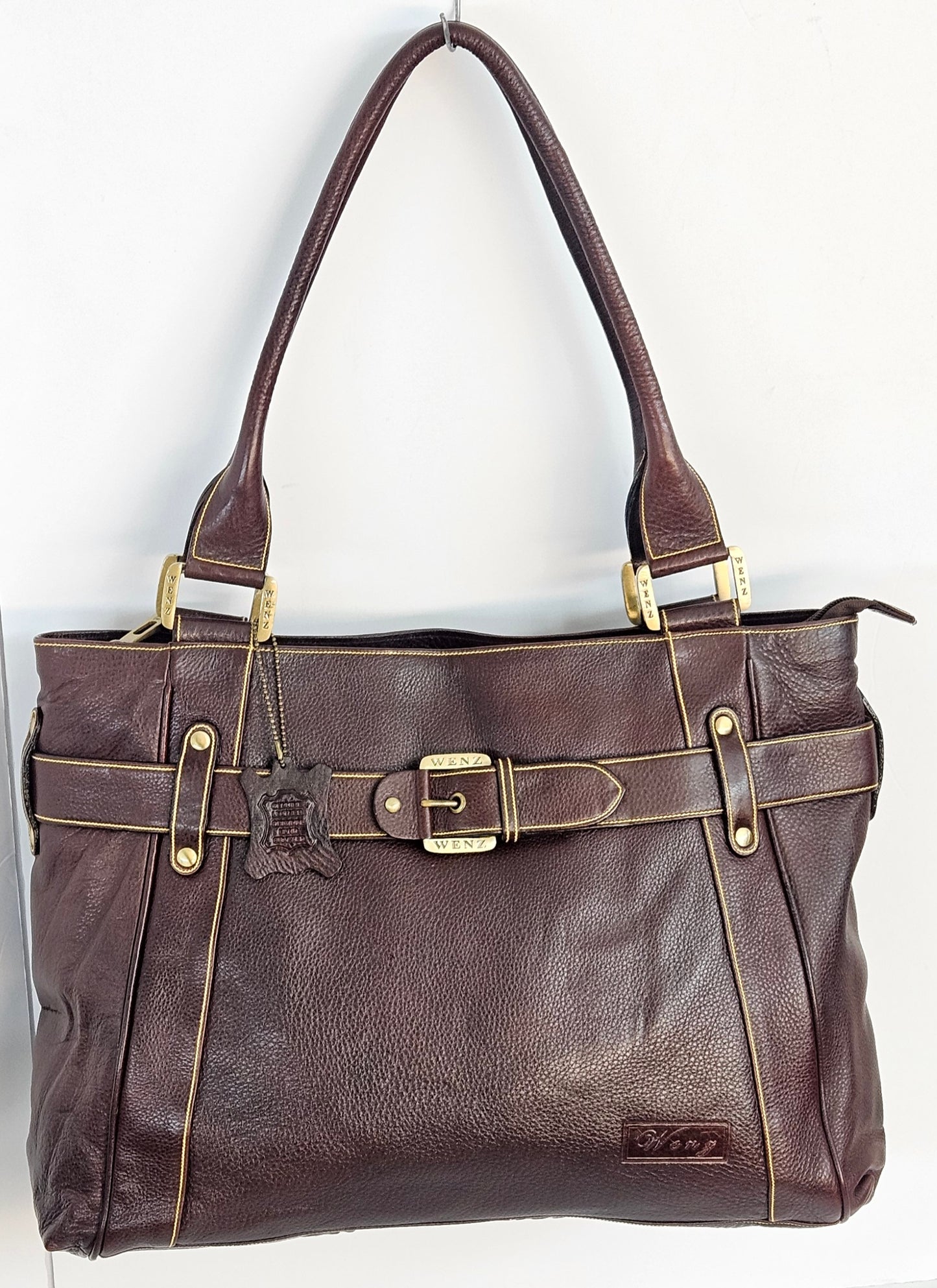Wine Genuine Leather Handbag #TRA4 wine 3 compartment