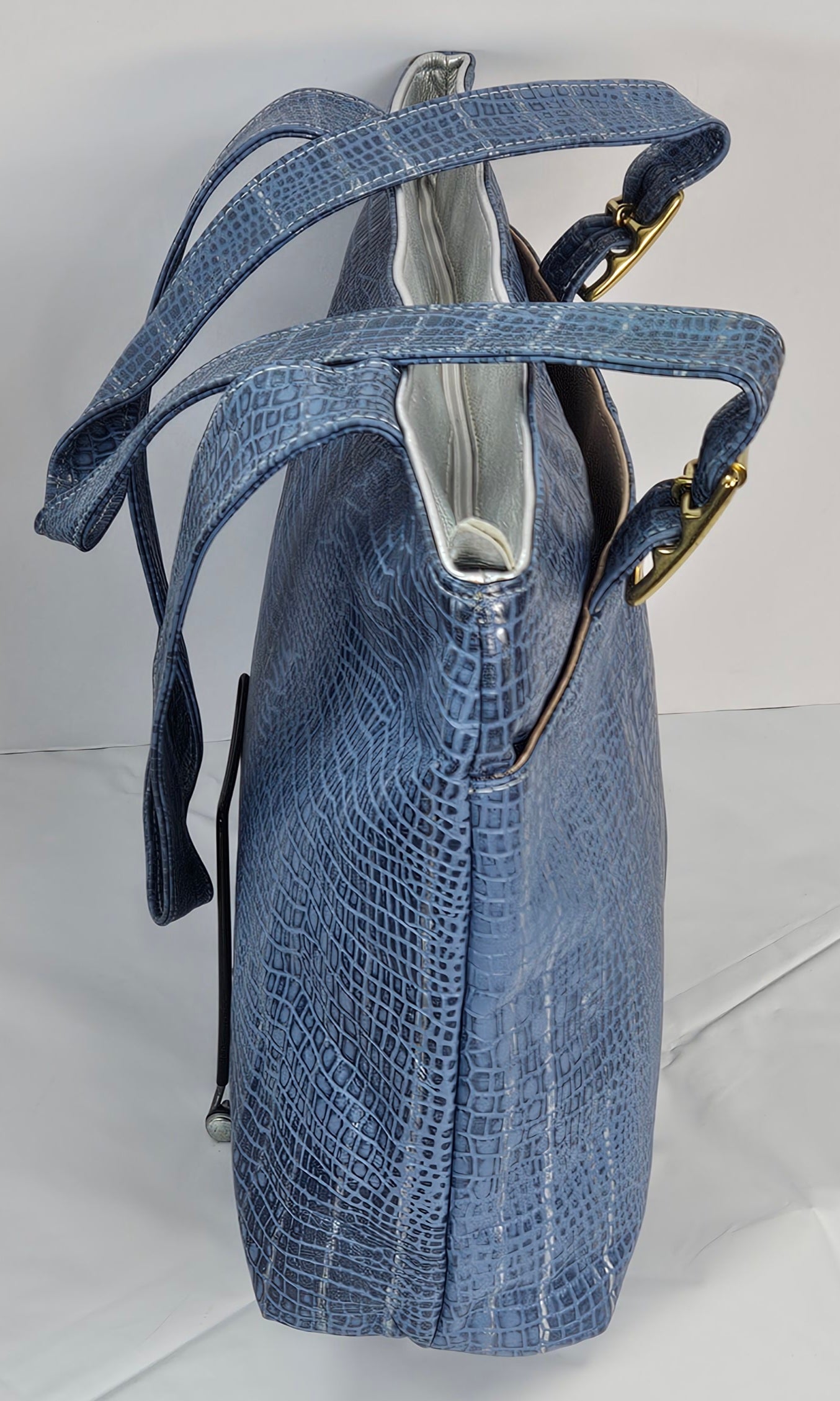 Denim blue print Genuine Leather bag #TR11-13.Made in USA(031525)