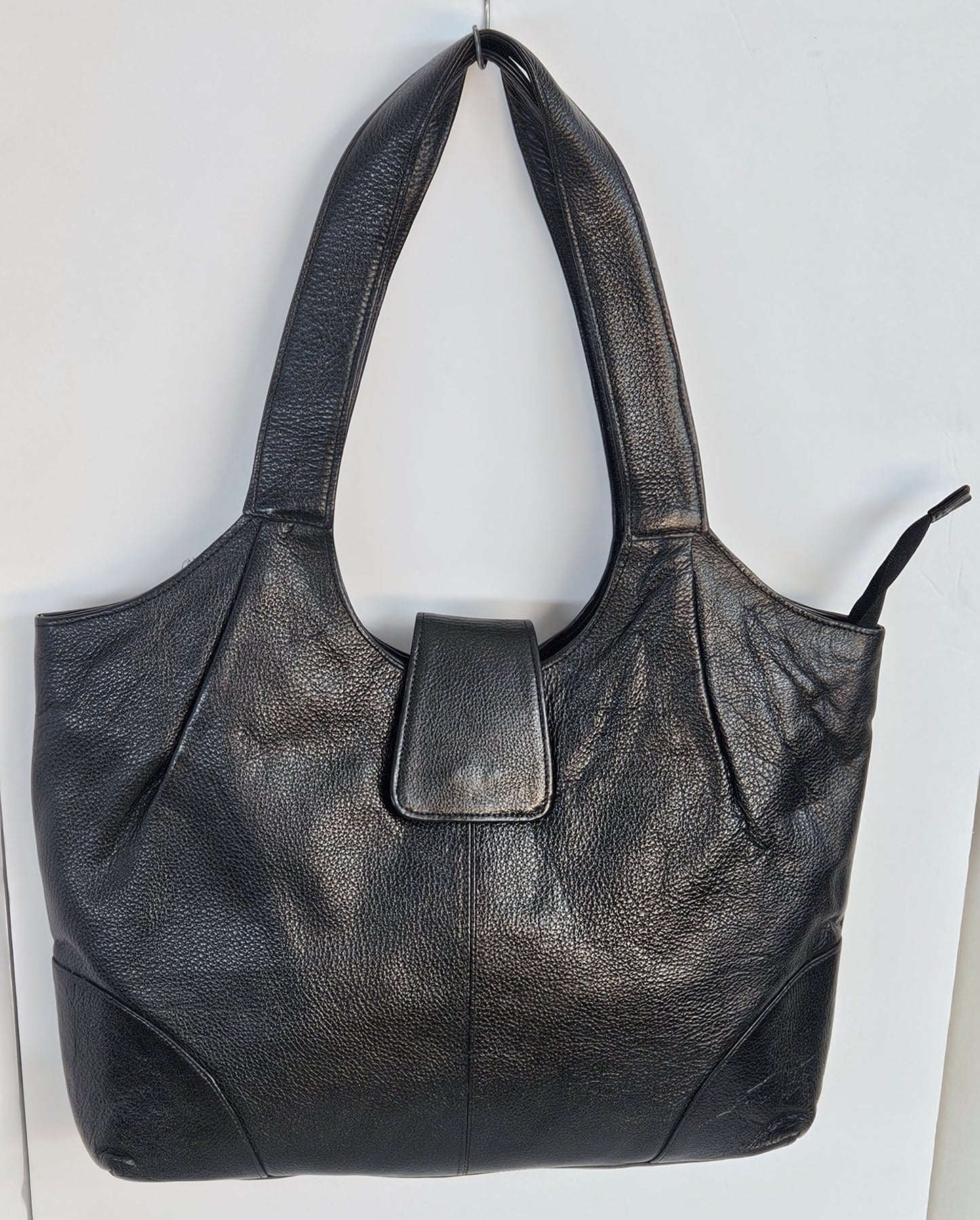Black Genuine Leather Handbag #TRA3Bk-weng