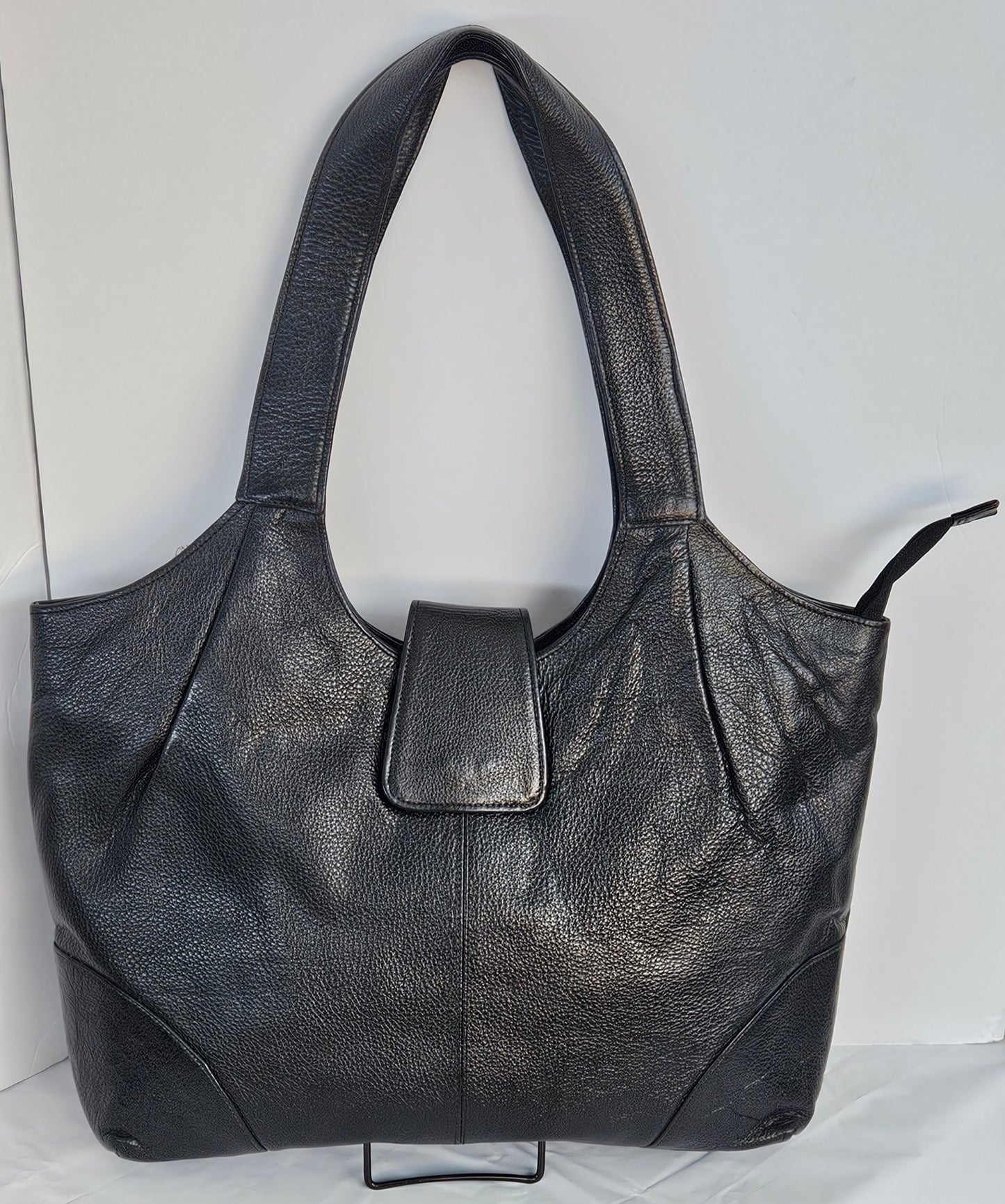 Black Genuine Leather Handbag #TRA3Bk-weng
