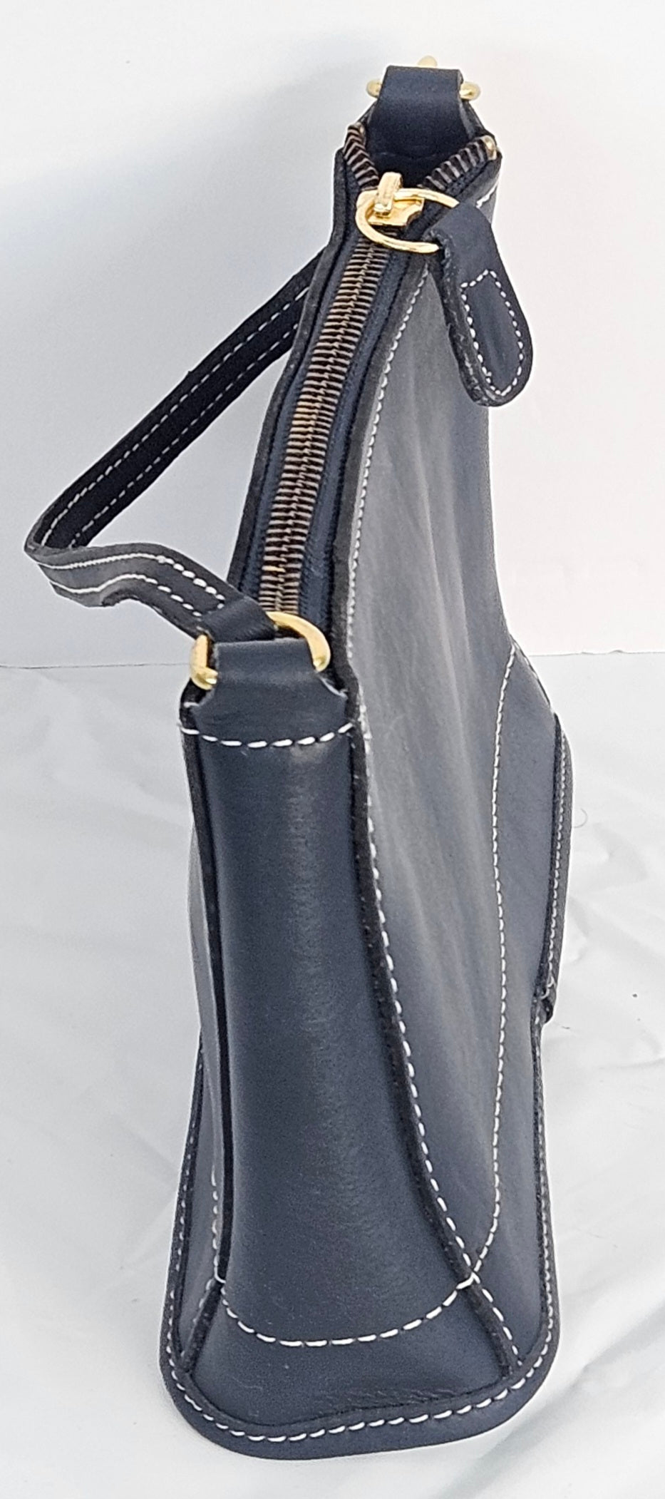 Navy Cowhide Genuine Leather wrist Handbag.TRH8Navy.